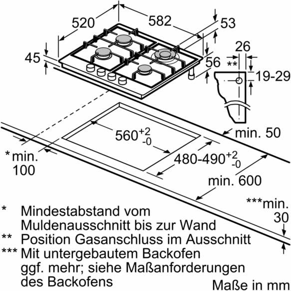 SIEMENS Gas-Kochfeld, EC6A5HB90D, mit stepFlame-Technology