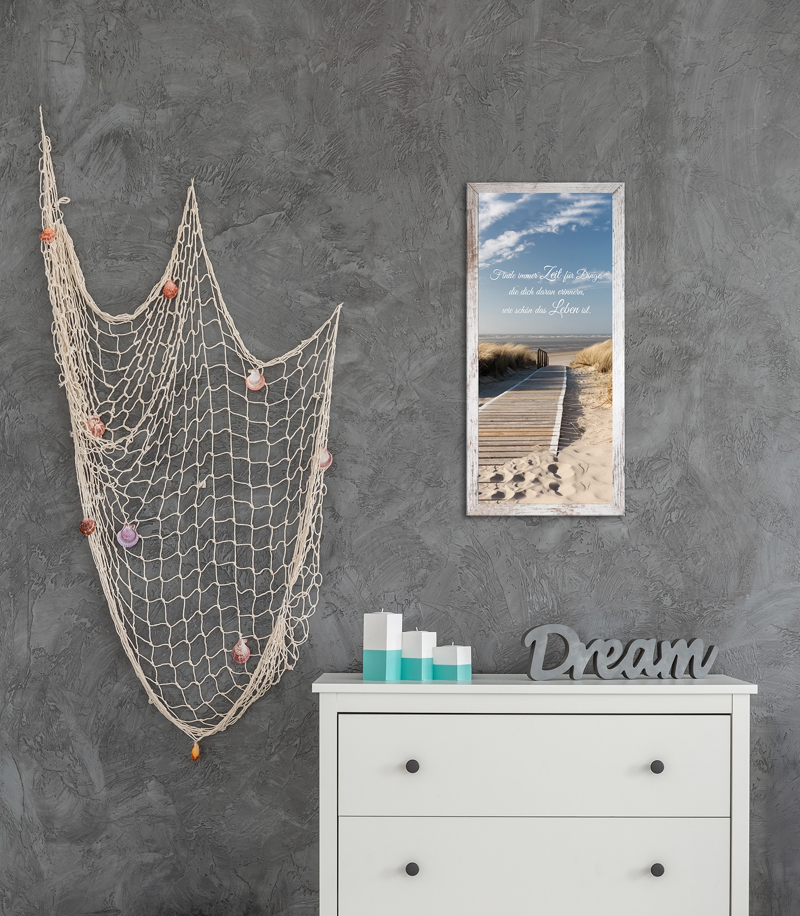 Bönninghoff Bild mit Rahmen »Wandbild gerahmt STRAND 23x49 cm – Natur Wanddeko modern« Meer | Sprüche & Texte | Strand 1 Stk. tlg. mit dekorativem Rahmen