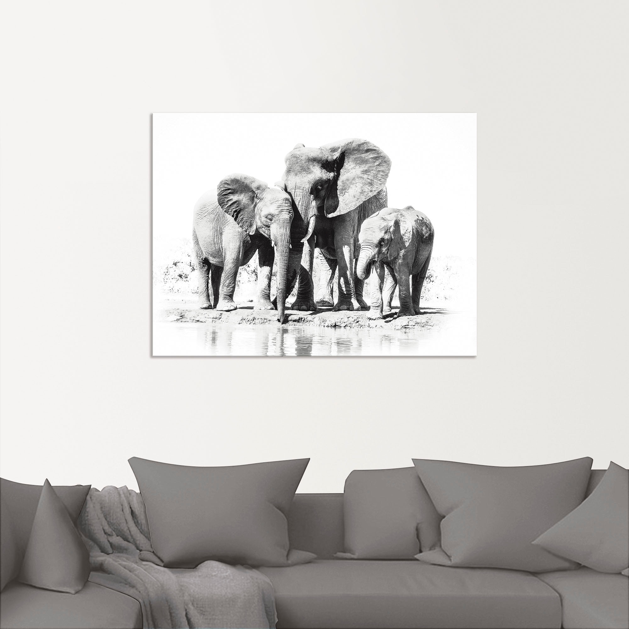 Artland Wandbild »Elefantenmutter mit Kindern«, Elefanten Bilder, (1 St.), als Alubild, Outdoorbild, Leinwandbild, Poster in verschied. Größen