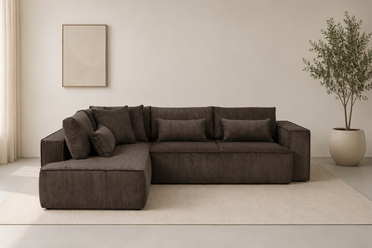 OTTO home Ecksofa "Tillian, Schlafsofa" Breite 294 cm, Breitkord, Sitzfläche mit Taschenfederkern