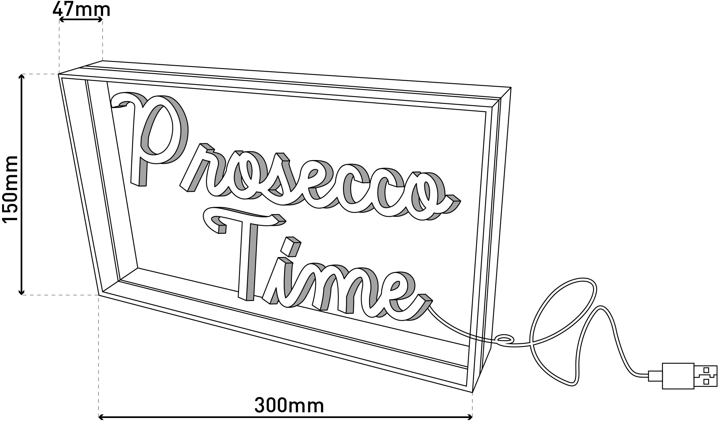 näve LED Dekolicht »PROSECCO TIME«, 1 flammig, Leuchtmittel LED-Modul | LED fest integriert, Schriftzug beleuchtet blau rot, Tisch- Wandfunktion, transparent, USB