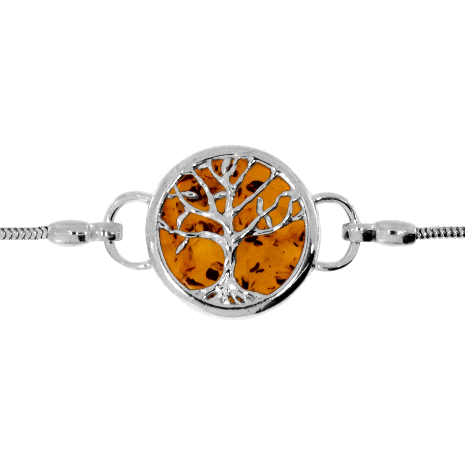 Armband OSTSEE-SCHMUCK "- Lebensbaum 16 mm - Silber 925/000 - Bernstein", silber (silber 925, silberfarben, weiß), Armbänder, Damen, Silber 925 (Sterlingsilber), Armband