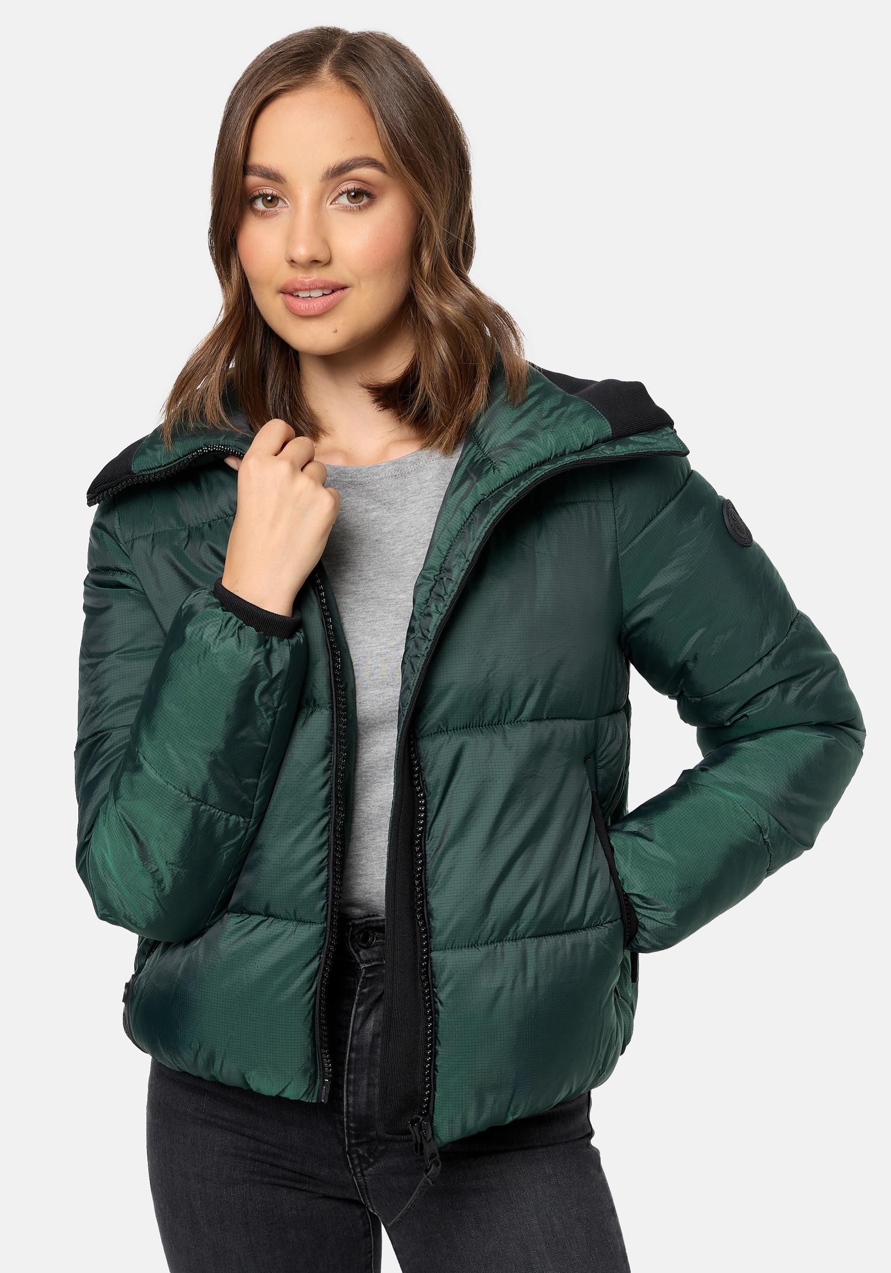 Navahoo Steppjacke "Sternschnüppchen" ohne Kapuze Gesteppte Damen Winterjacke in Metallic-Optik