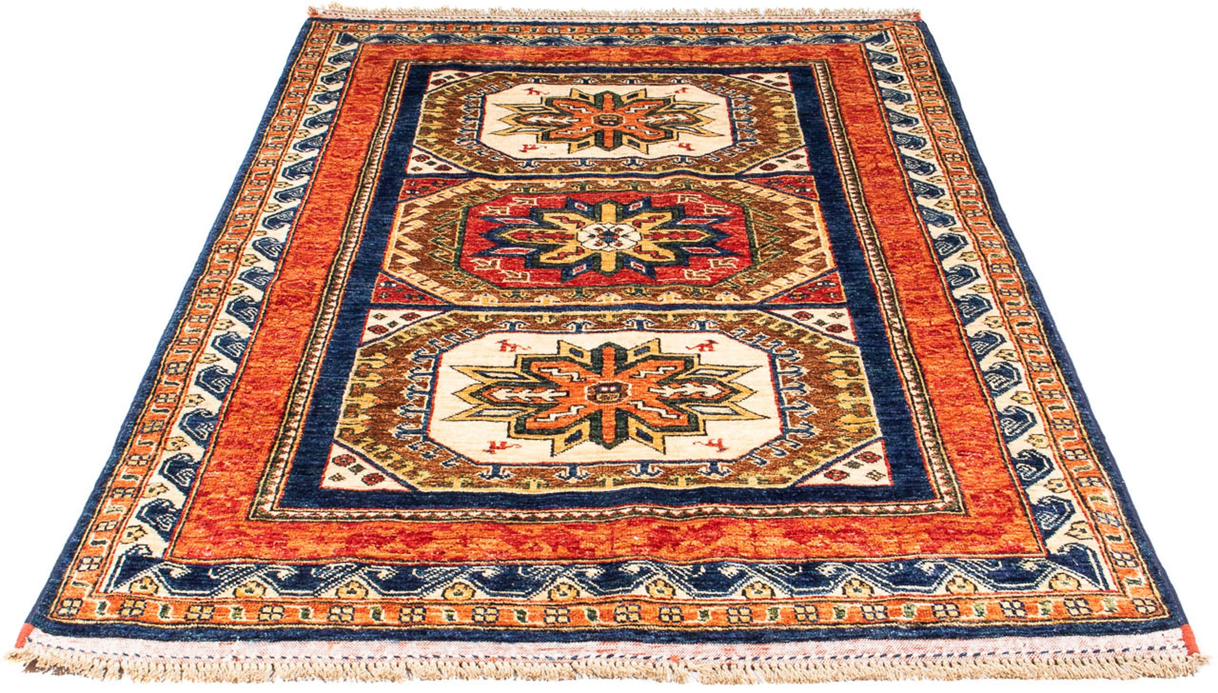 morgenland Orientteppich "Afghan - 185 x 122 cm - dunkelblau", rechteckig, 7 mm Höhe, Wohnzimmer, Handgeknüpft, Einzelst