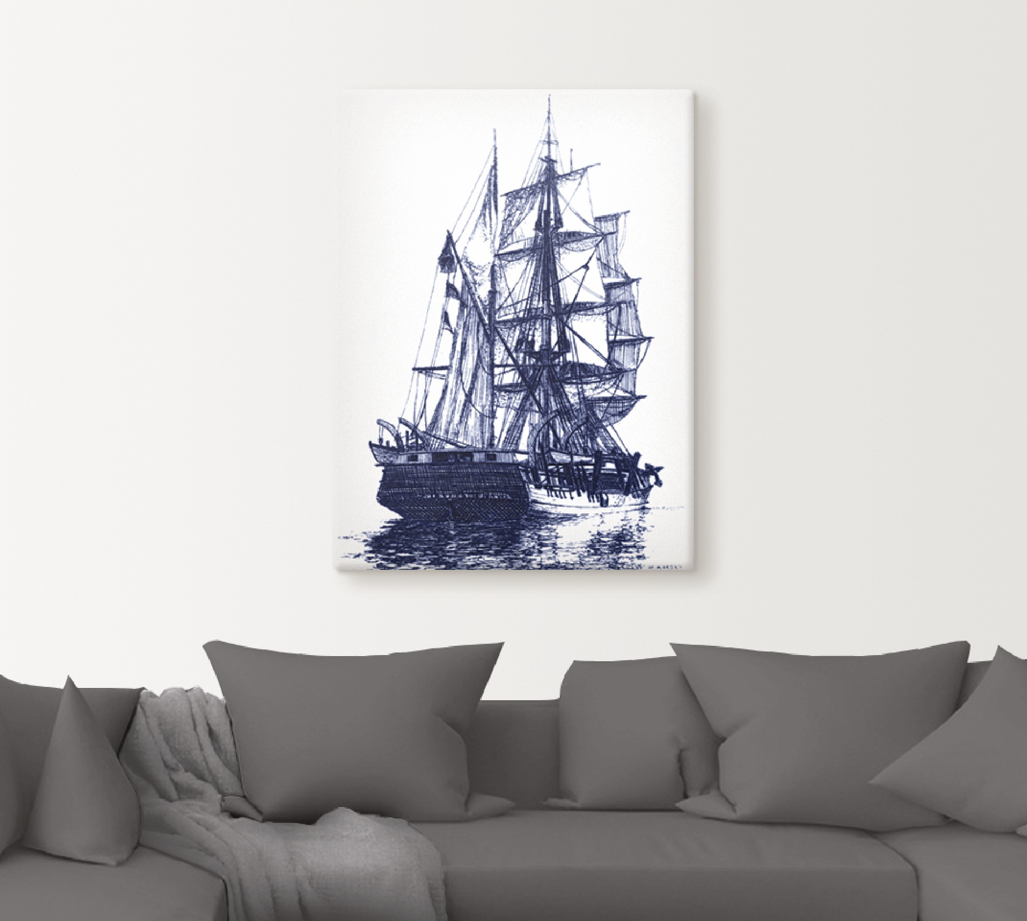 Artland Wandbild »Antikes Schiff in blau I«, Boote & Schiffe, (1 St.), als Alubild, Outdoorbild, Poster in verschied. Größen