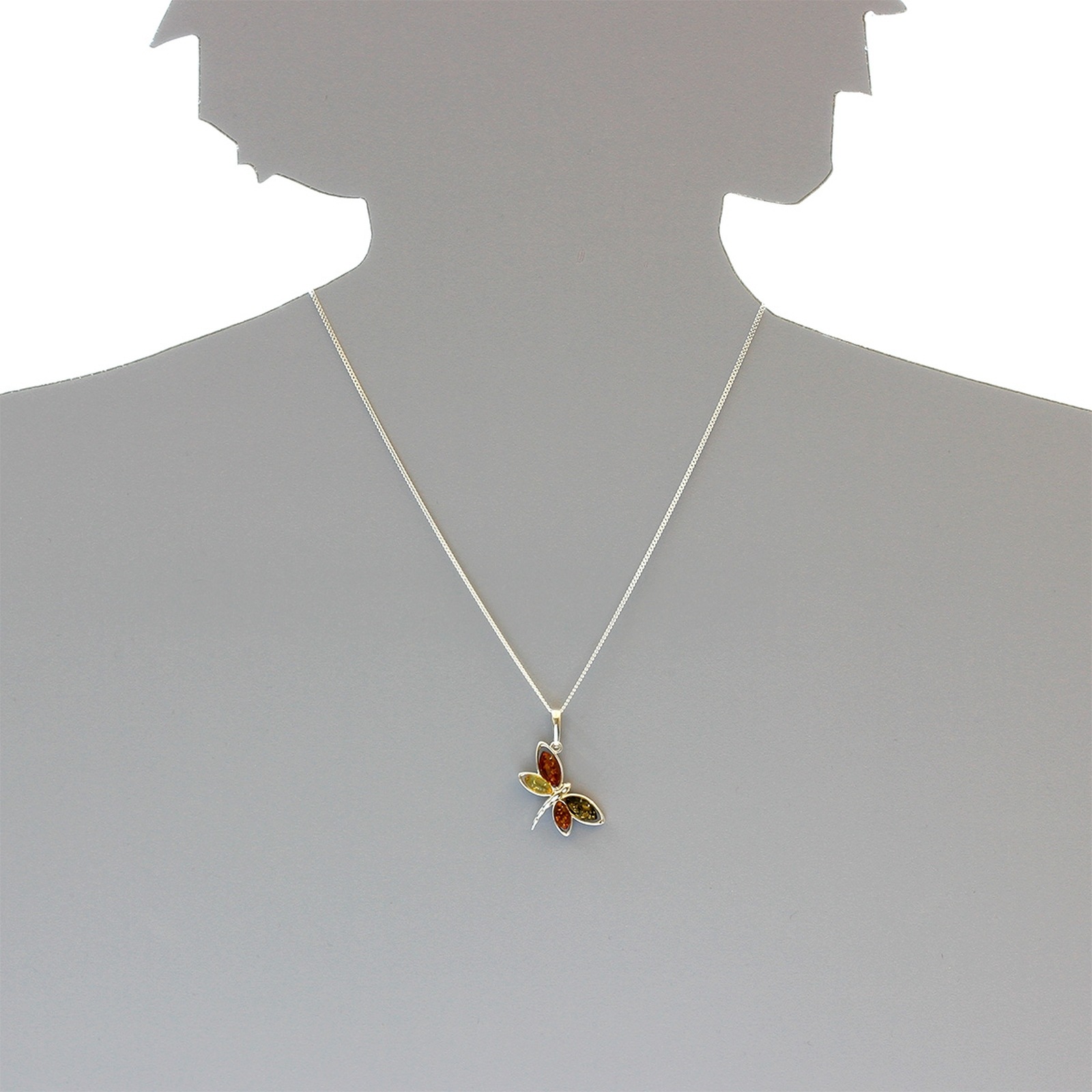 Ostsee-Schmuck Schmetterlingsanhänger Weiß Sterlingsilber 2