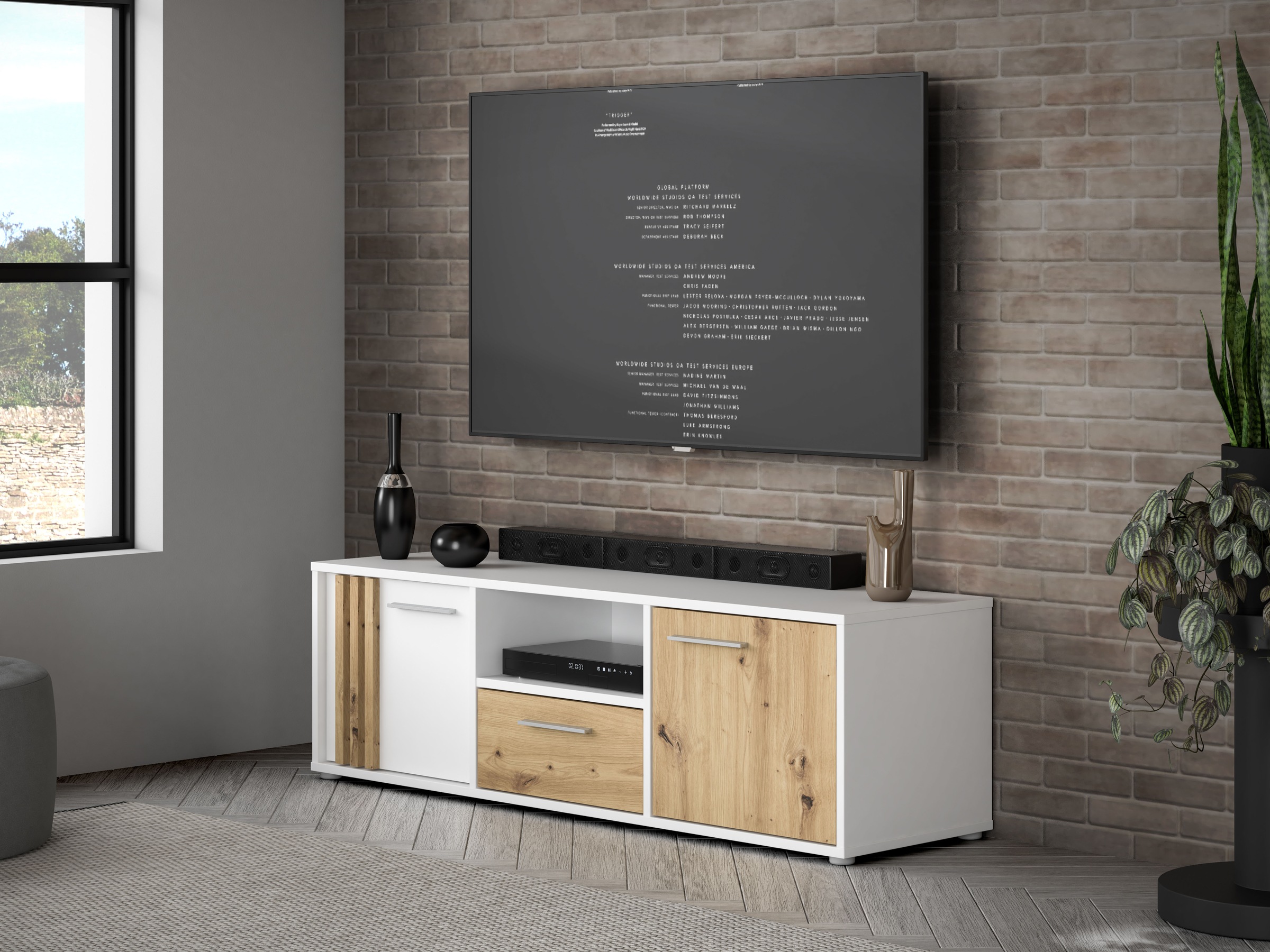 FORTE Lowboard "Cardigan TV-Board, TV-Schrank", TV-Board, 2 farbig, Staurau günstig online kaufen