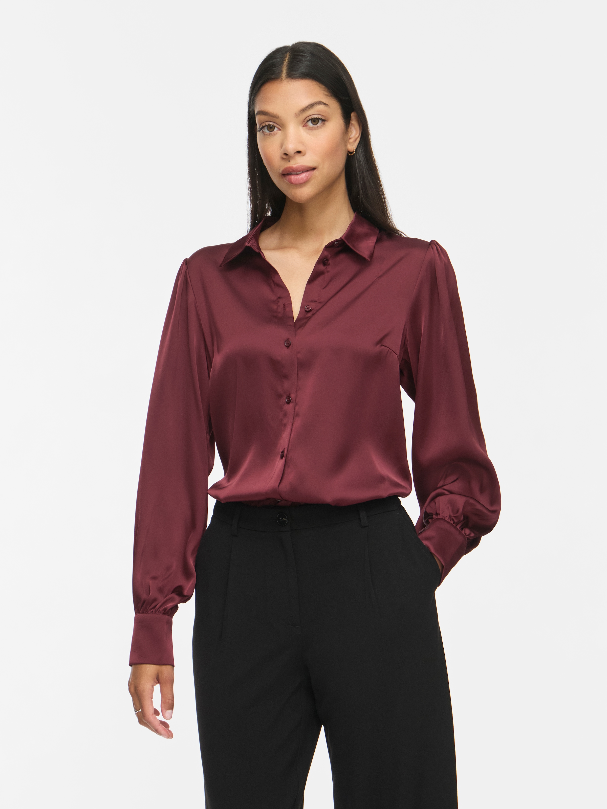 Vila Langarmbluse "VIENNA RAVENNA L/S BALLOON SHIRT - NOOS" Kunstfaser, regular fit