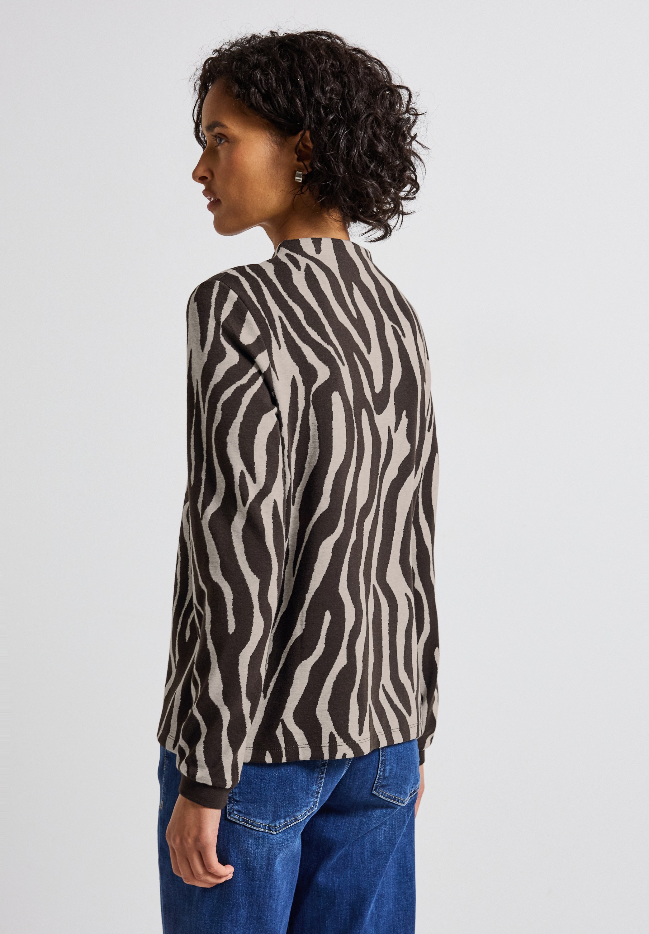 STREET ONE Rundhalspullover, mit Zebra Print, Animal Print