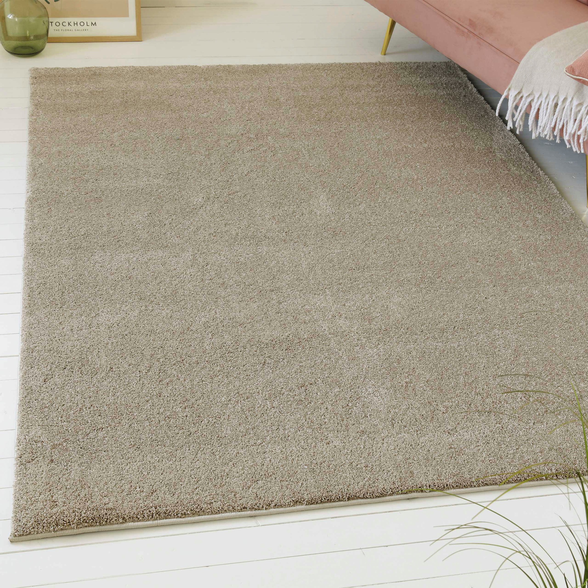 Hochflor-Teppich OTTO HOME "Yvaine, auch als Läufer erhältlich", beige (sand), B:120cm H:25mm L:170cm, Polyester, Teppiche, Langflor, Shaggy, dichter weicher Hochflor, meliert, Wohnzimmer