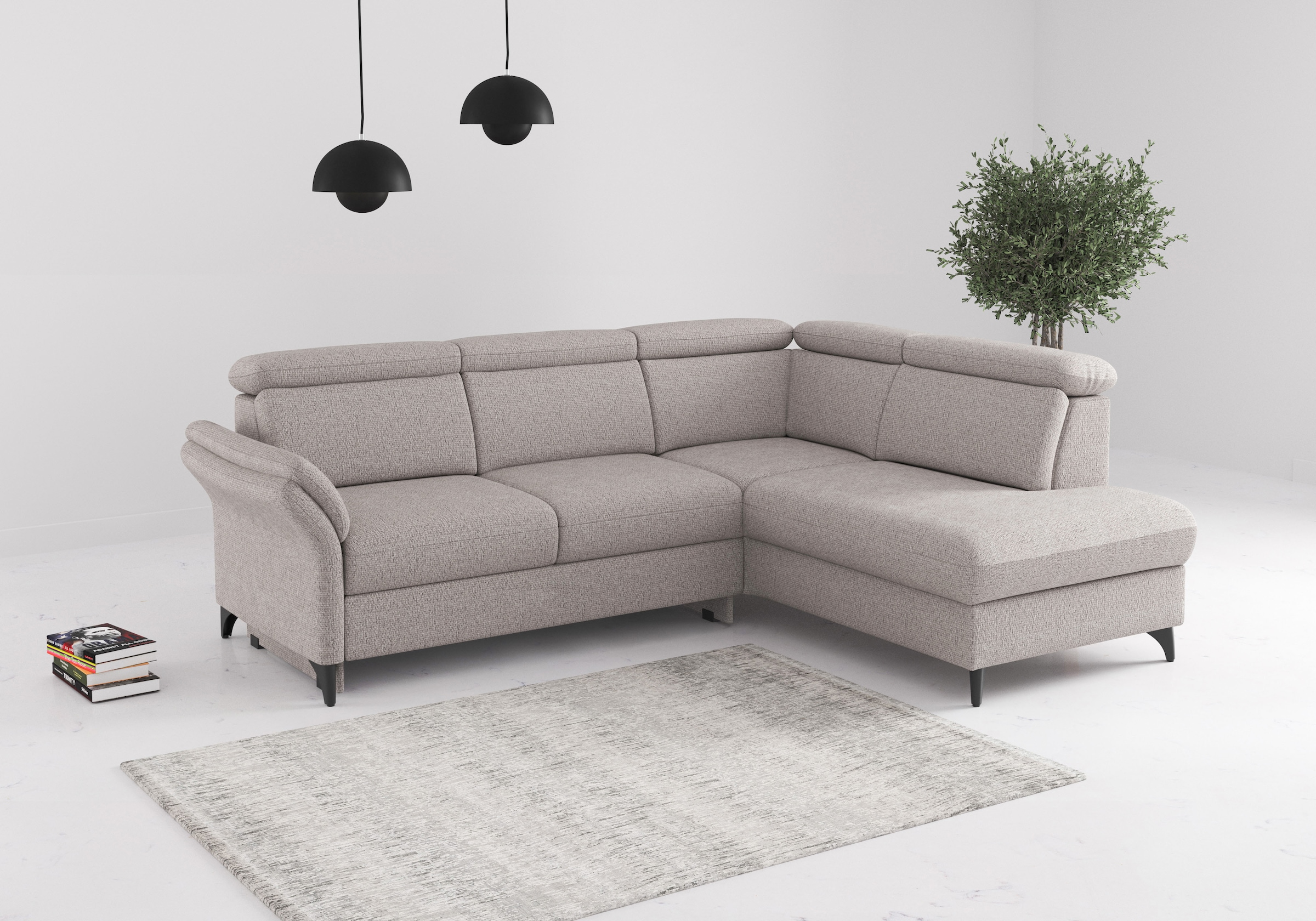 Ecksofa SIT & MORE "Glendale, L-Form", silber, B:247cm H:84cm T:193cm, 100% Polyester, Sofas, Ecksofa, inkl. Kopfteilverstellung, wahlweise mit Vorziehsitz und Bettkasten 6