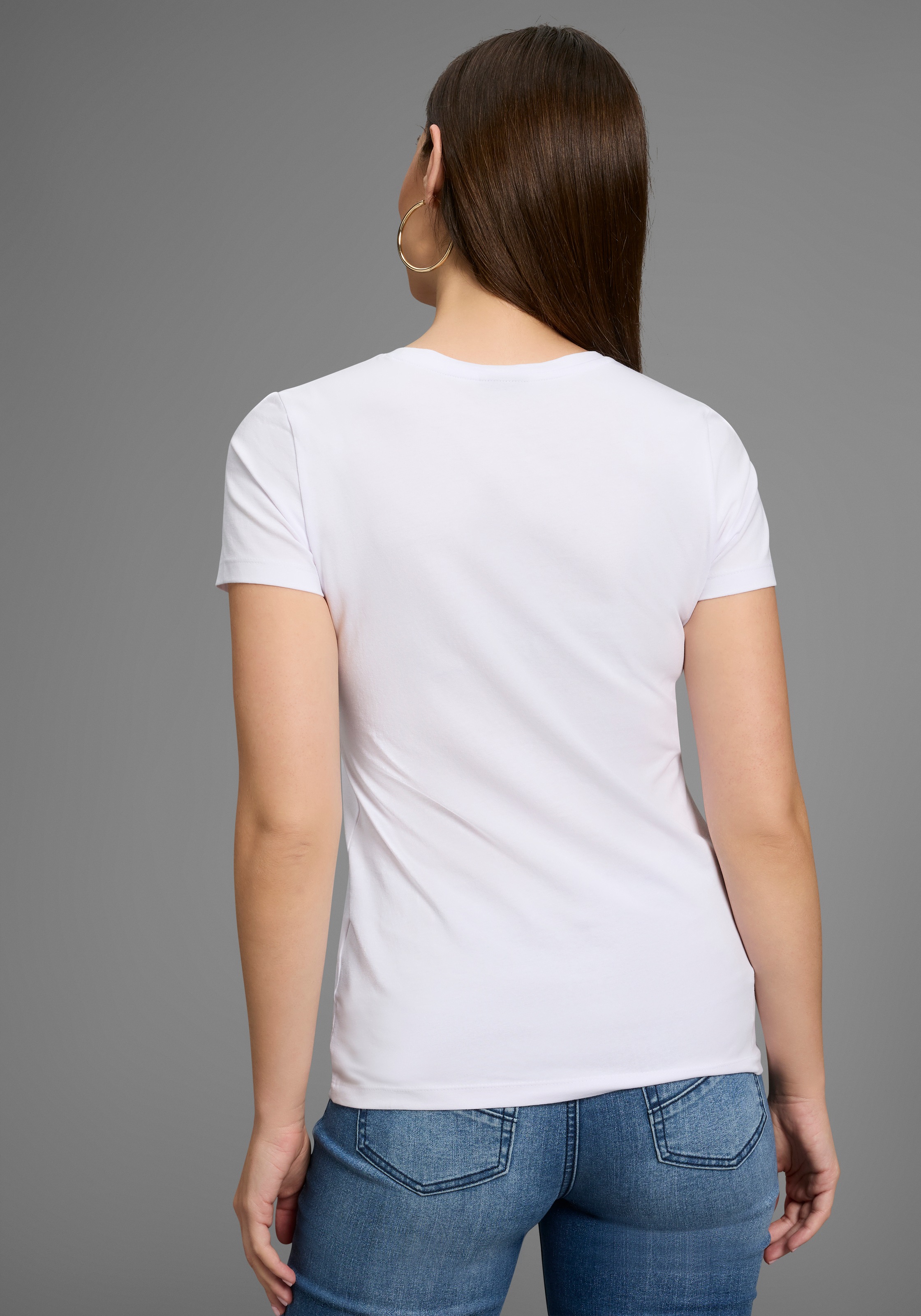 Bruno Banani T-Shirt, mit Logo-Print und Glitzersteinen - NEUE KOLLEKTION günstig online kaufen