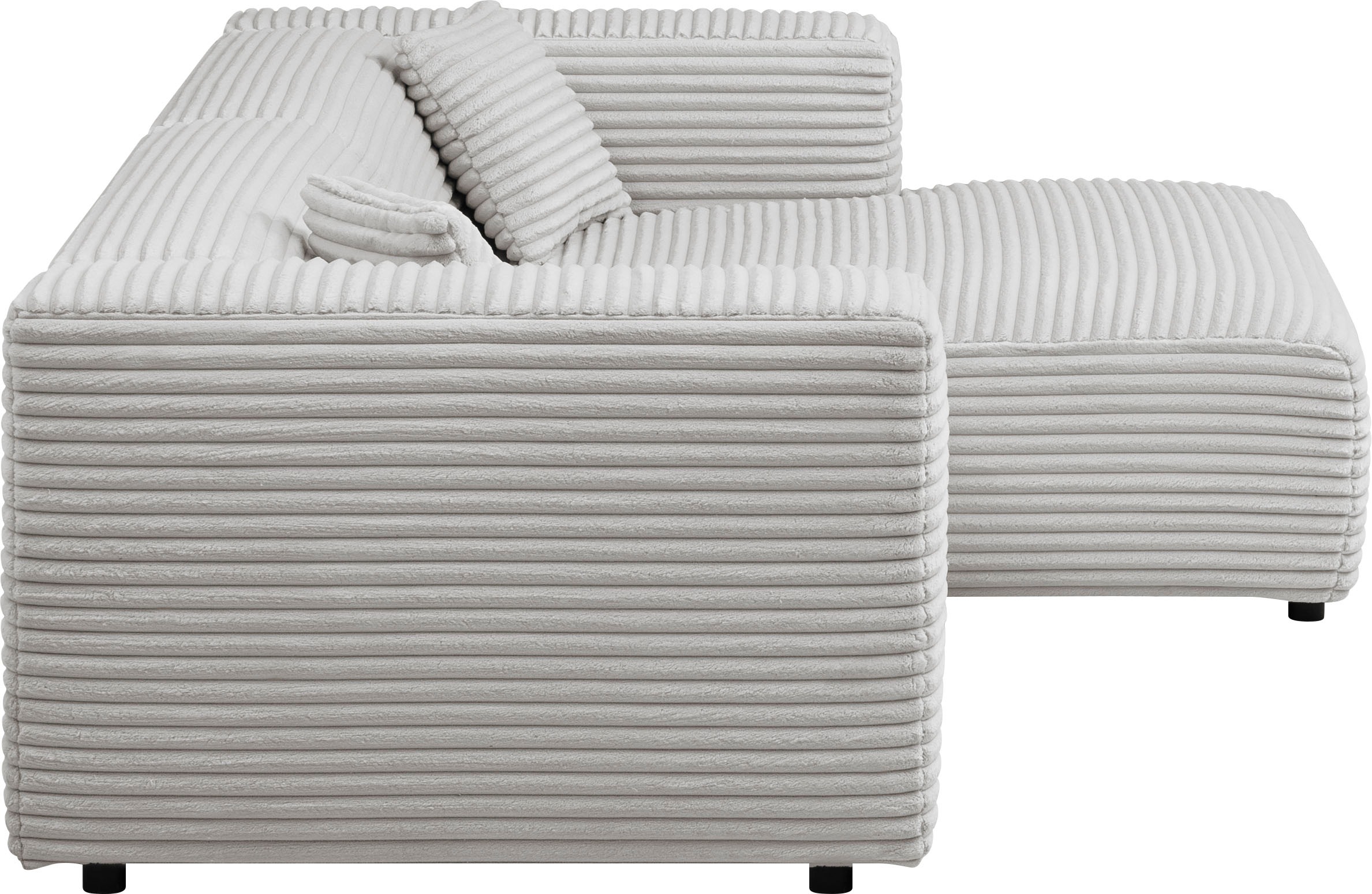 andas Ecksofa »BAKELS, L-Form in Cord oder Boucle-Stoff, moderne Couch«, wahlweise Recamiere rechts/links, bequemer Sitzkomfort