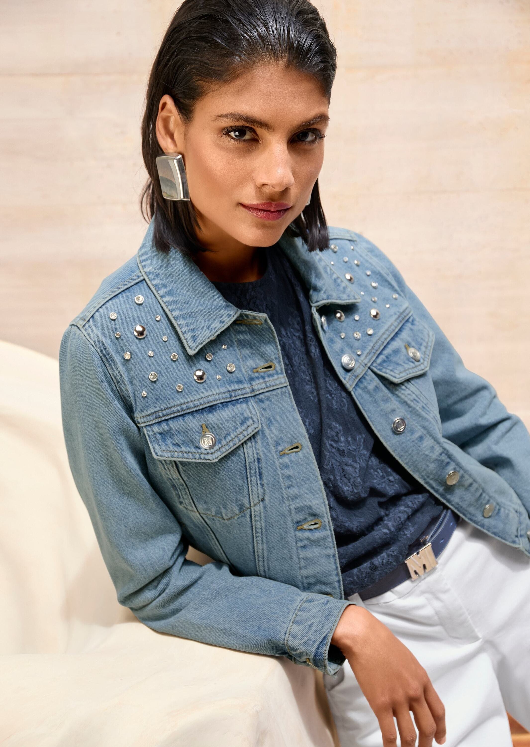 MADELEINE Jeansjacke »Jeansjacke Übergangsjacke mit Nieten« mit Nieten besetzt
