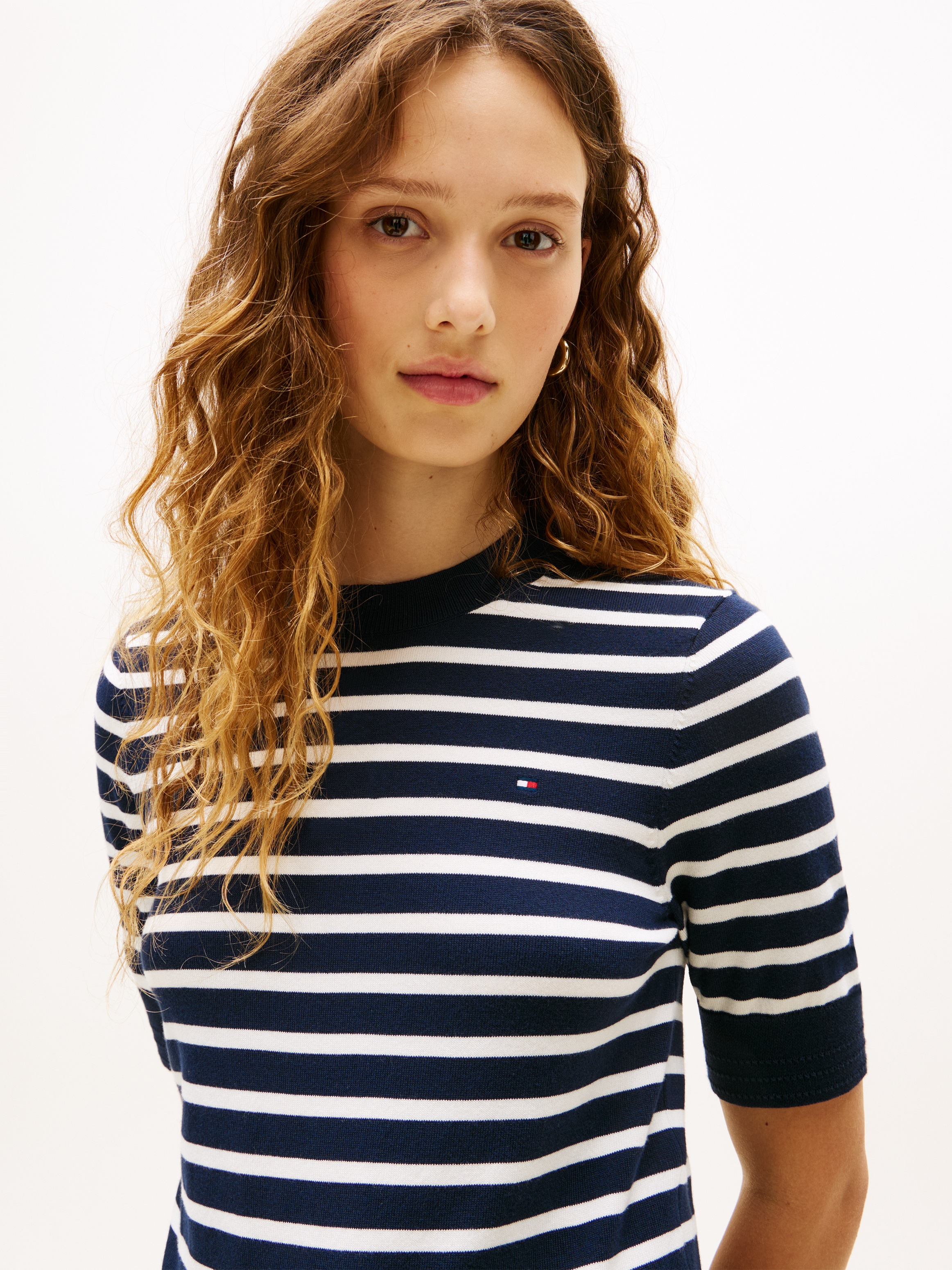 Tommy Hilfiger Kurzarmpullover "CO JERSEY FINE GG C-NK SS SWT" Baumwollmisc günstig online kaufen