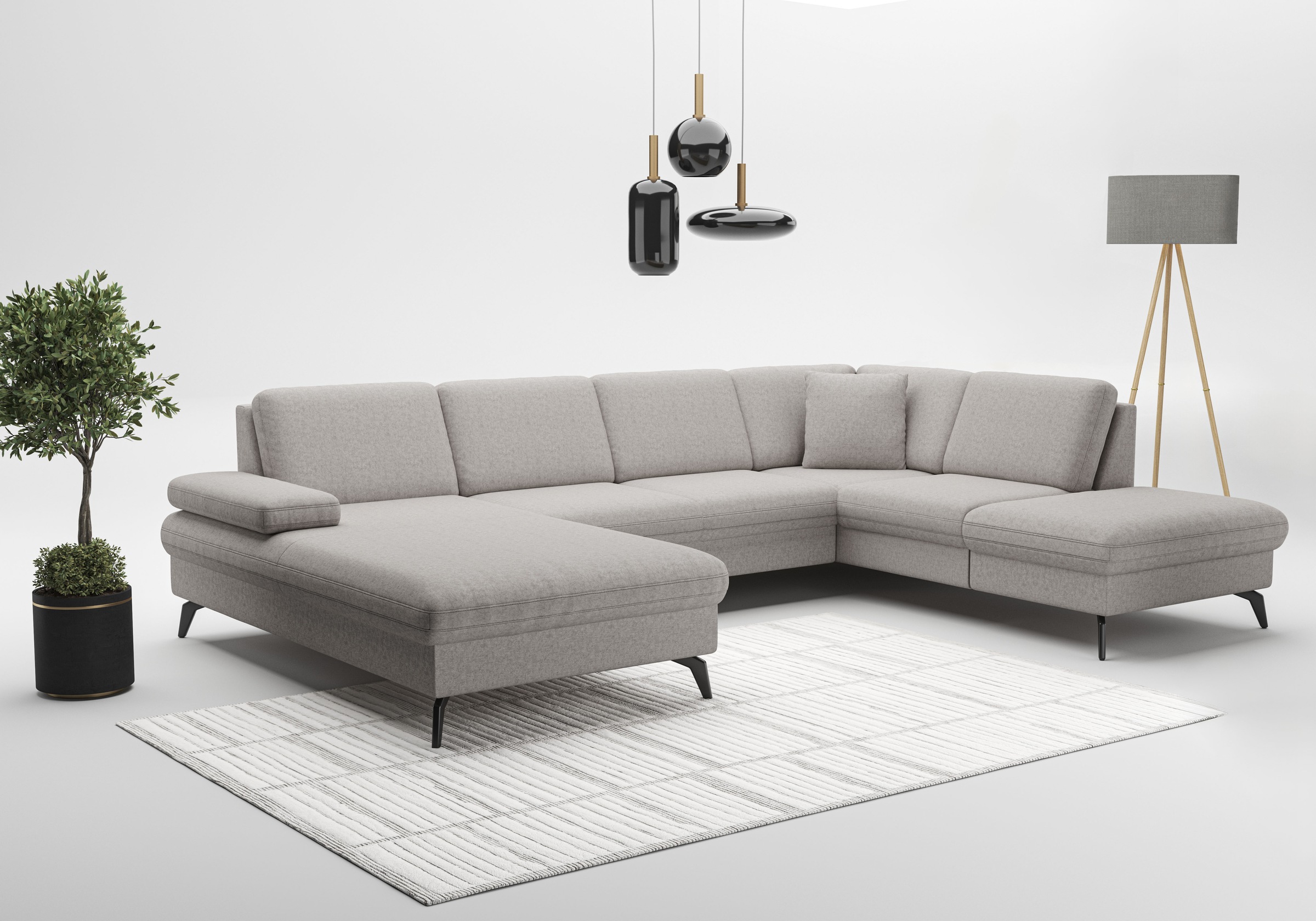 sit&more Wohnlandschaft »Morris Jubi U-Form«, inkl. Armteilfunktion und 1 Zierkissen, wahlweise mit Bettfunktion