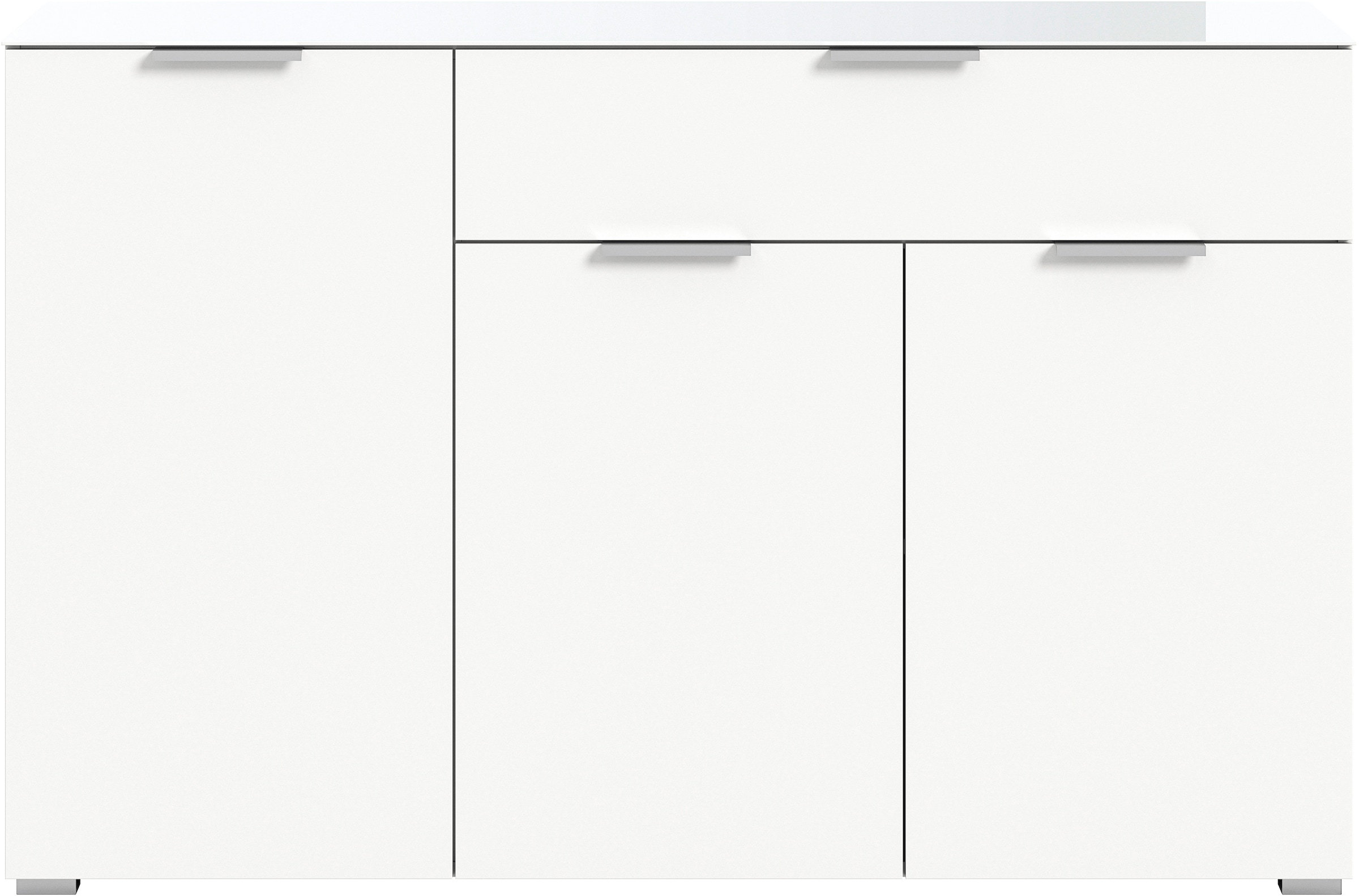 INOSIGN Sideboard »Raio, Breite 135 cm, 3 Türen, 1 Schubkasten, Oberboden mit Glasplatte«, Anrichte, Kommode, Schrank