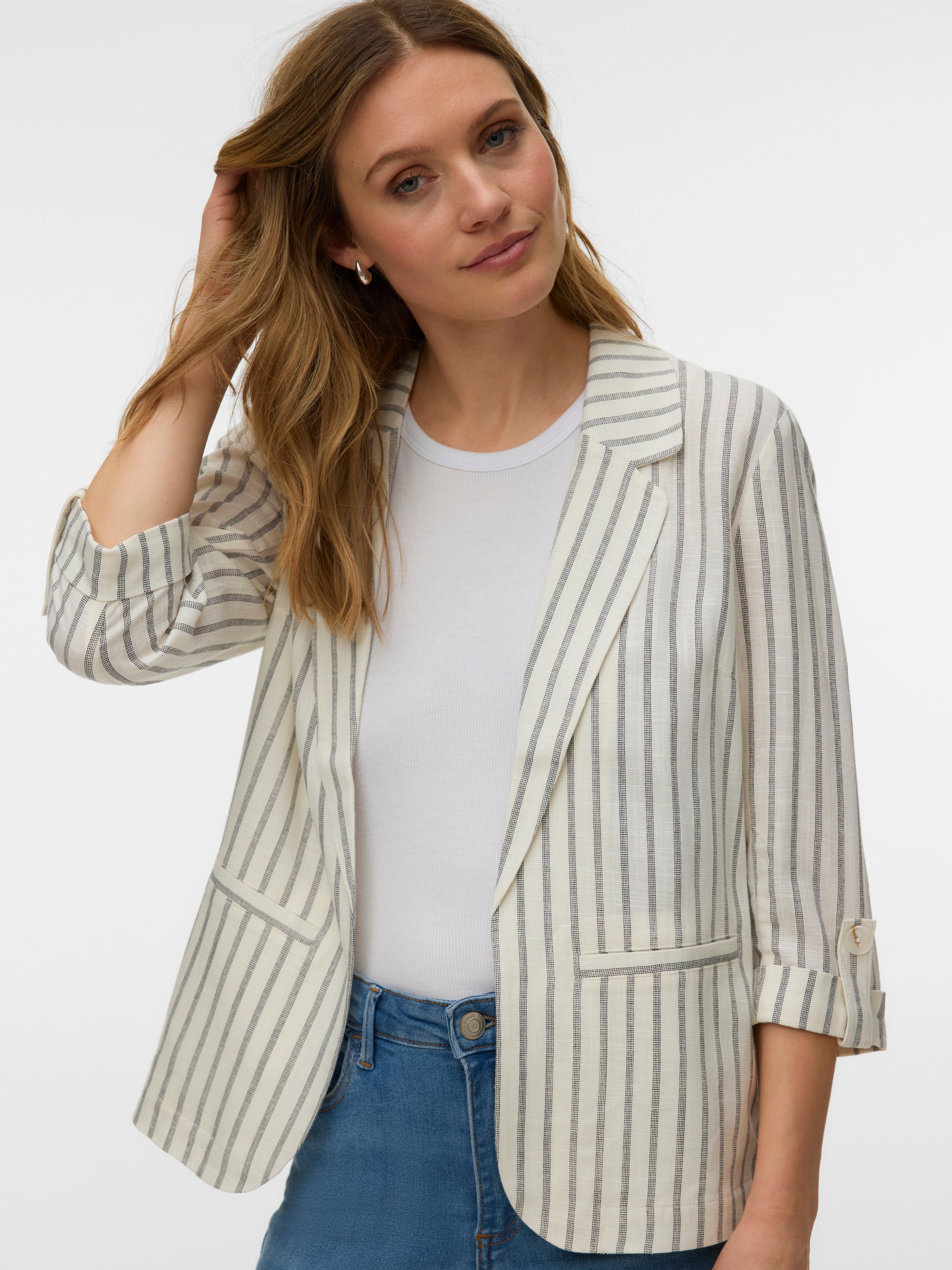 Vero Moda Longblazer "VMROSIE 3/4 LOOSE BLAZER NOOS" Viskosemischung, regular fit, mit Leinen