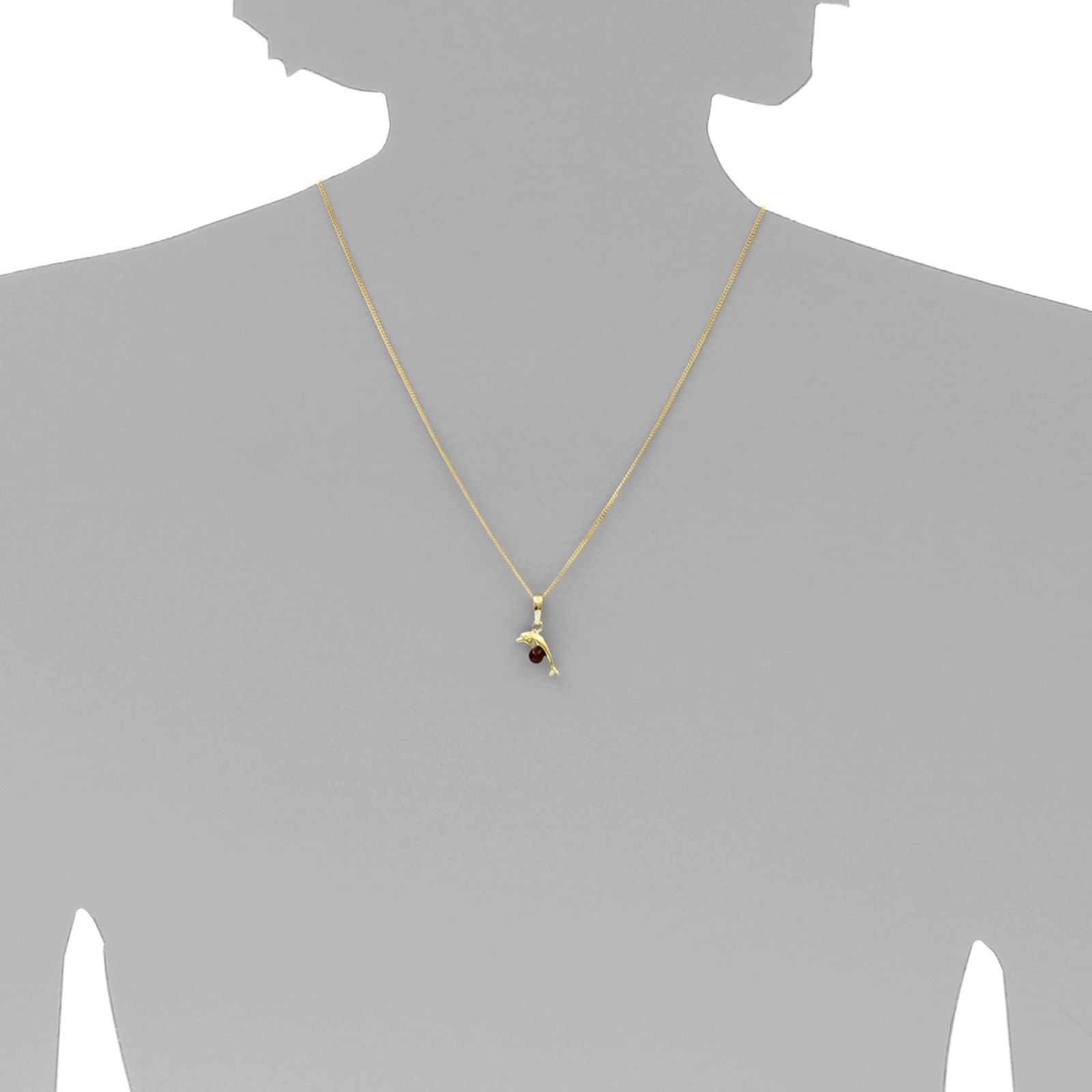OSTSEE-SCHMUCK Kette und Anhänger Set »- Delphin - Gold 333/000 - Bernstein«