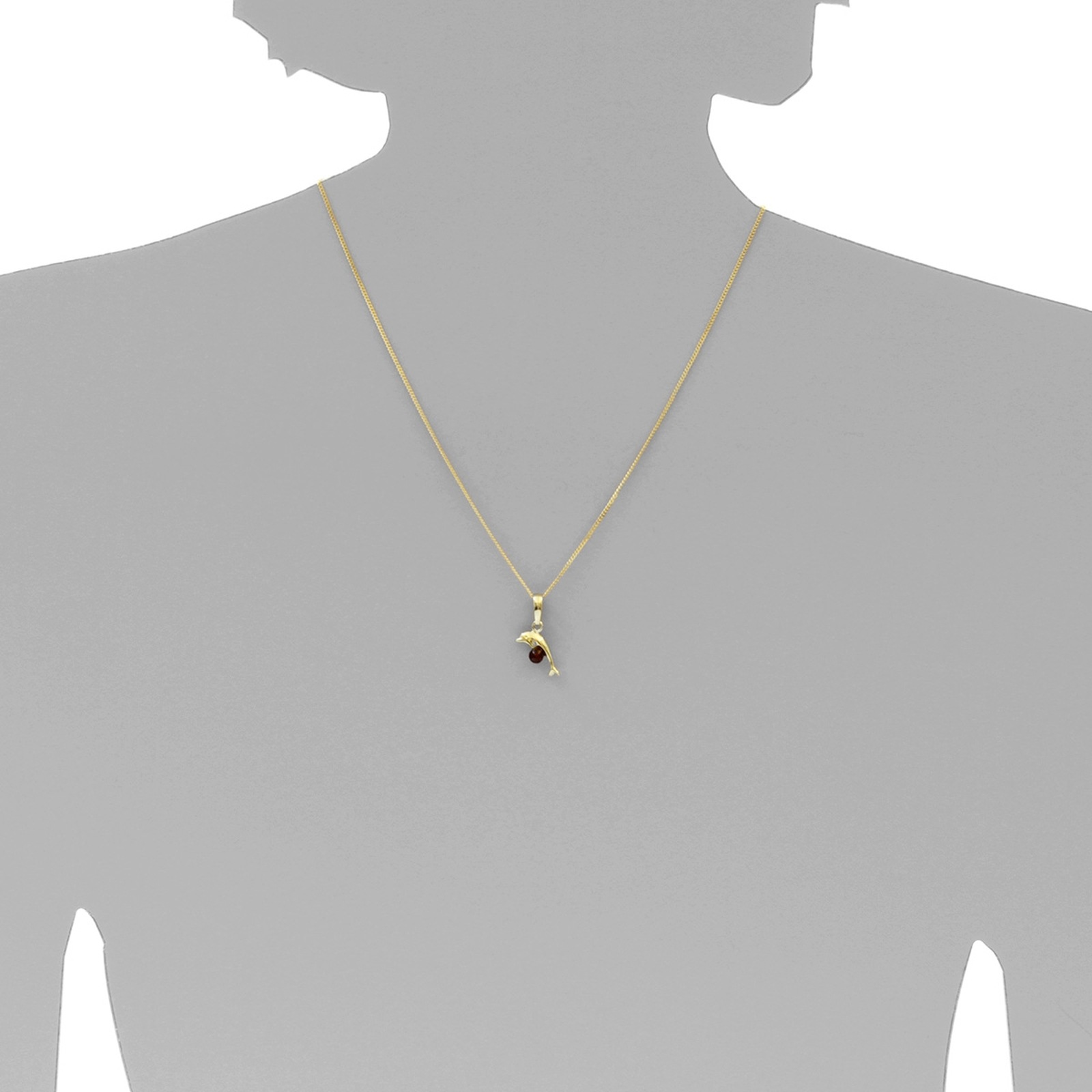 Kette mit Anhänger OSTSEE-SCHMUCK "Ostsee-Schmuck Kette mit Anhänger Delphin" Gr. 42, gold, Halsketten, Damen, 42cm, Gelbgold 333, L: 42 3