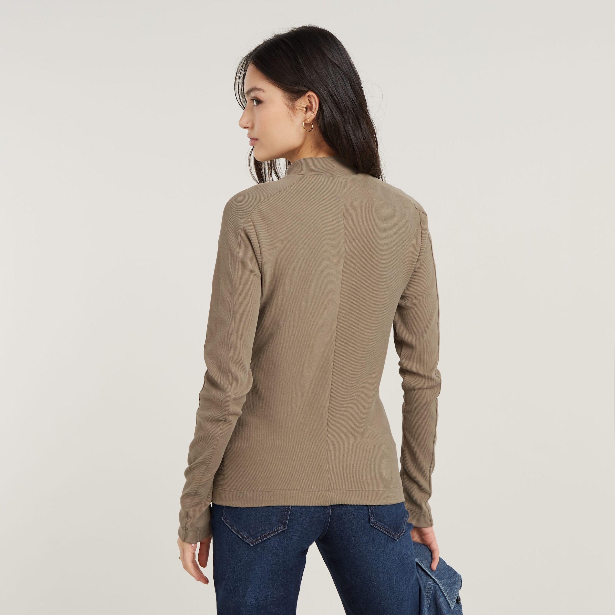 G-STAR Longsleeve "Rib Mock Top", mit Markenschriftzug am Kragen günstig online kaufen