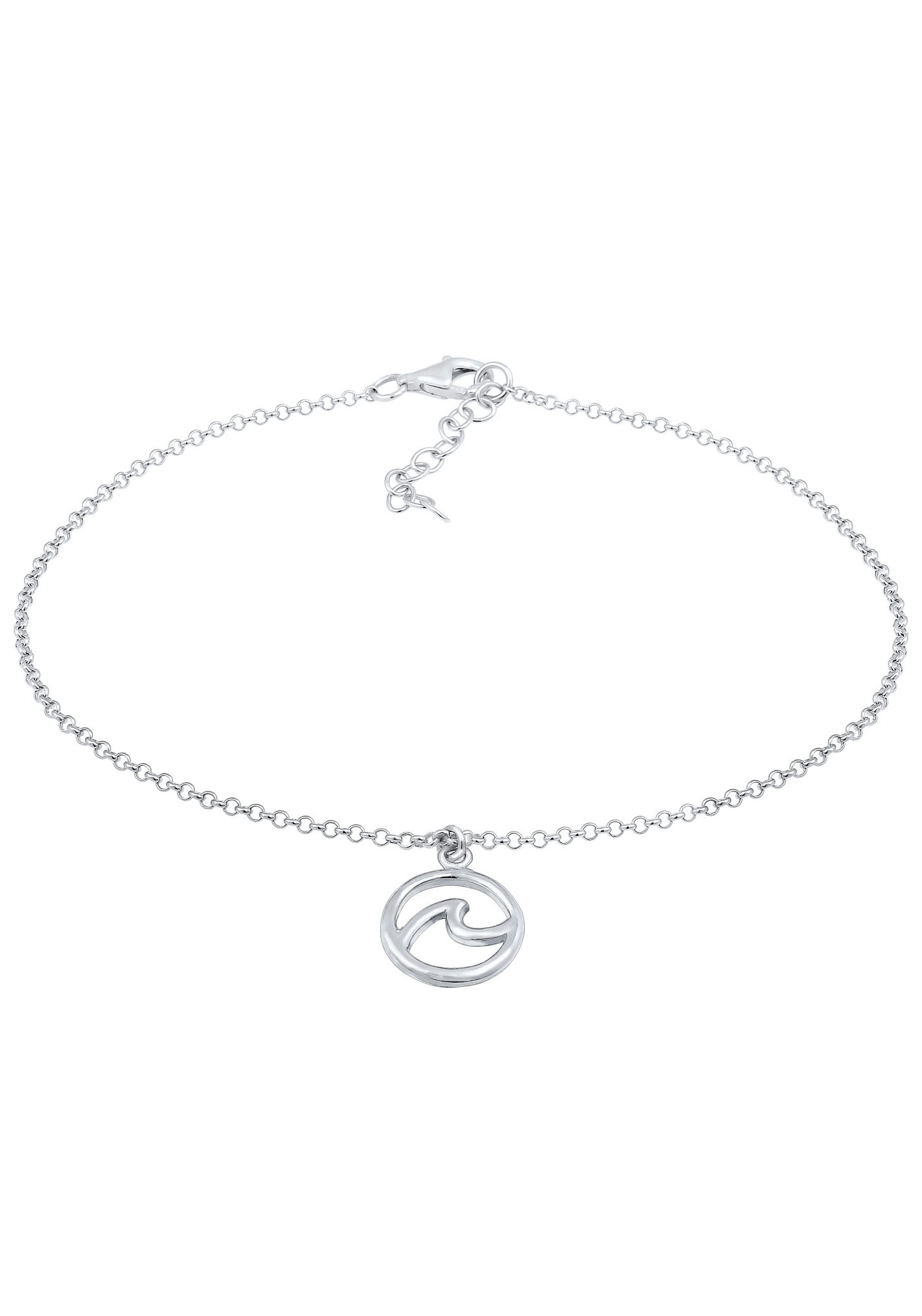 Elli Fußkette Welle Strand Maritim Sommer Trend, 0705592719, 0705992719 Unisex silberfarben Einheitsgröße