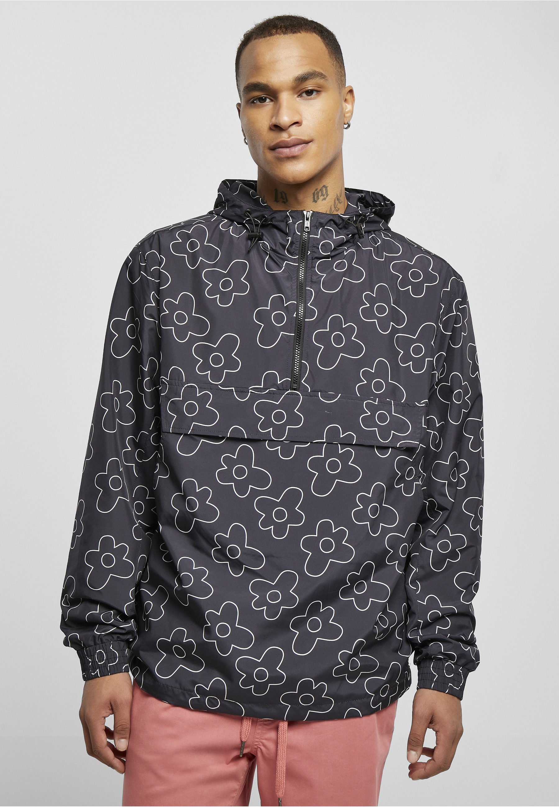 URBAN CLASSICS Funktionsmantel »Urban Classics Herren Flower AOP Pull Over Jacket«