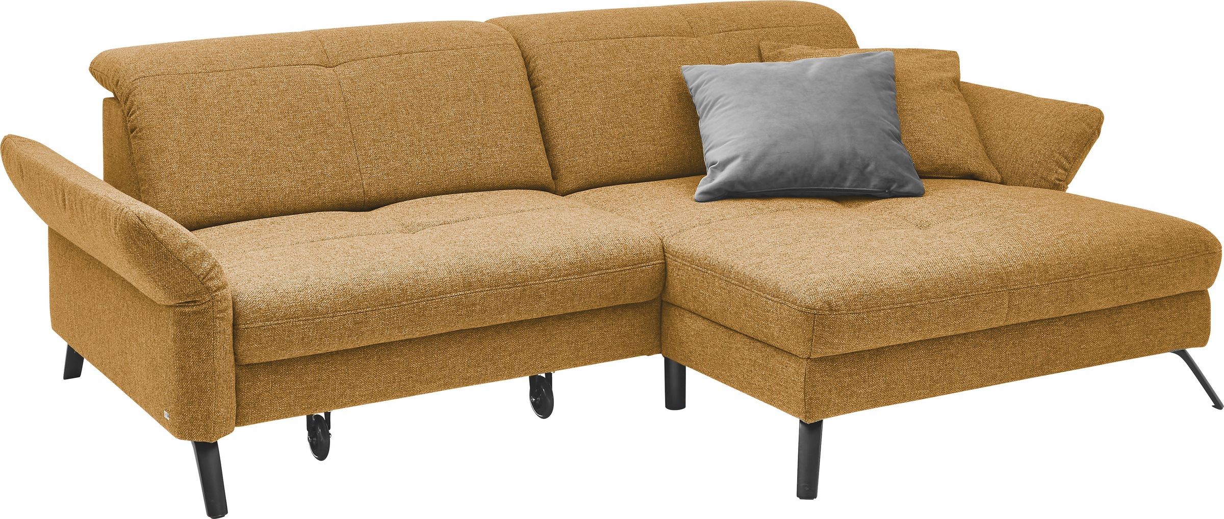 set one by Musterring Ecksofa »SO 4400 V« wahlweise mit motorischer Bettfunktion & Kopfverstellung, Fuß schwarz