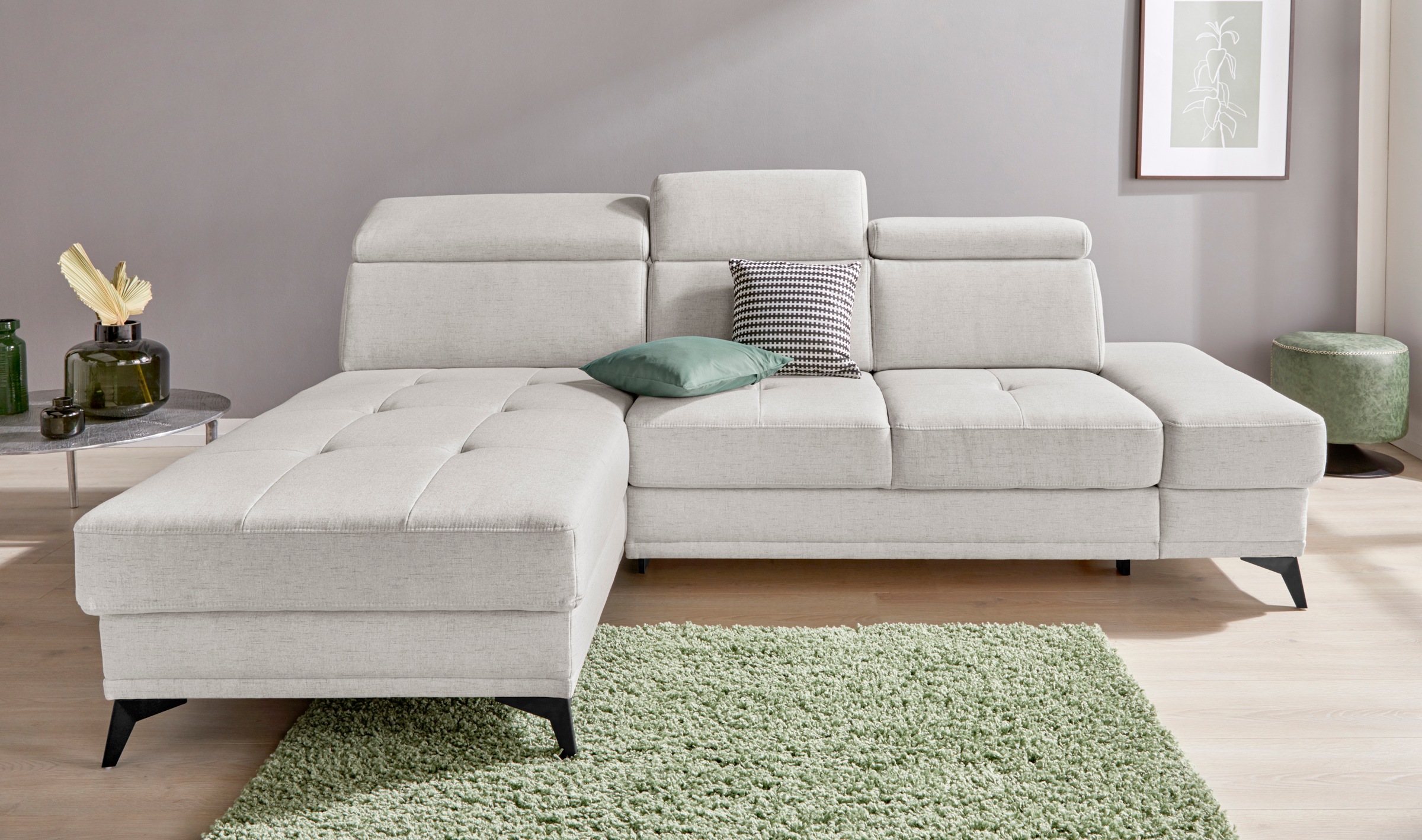 Home affaire Ecksofa "Cardiz L-Form" inkl.Kopfteilverstellung und Federkern günstig online kaufen