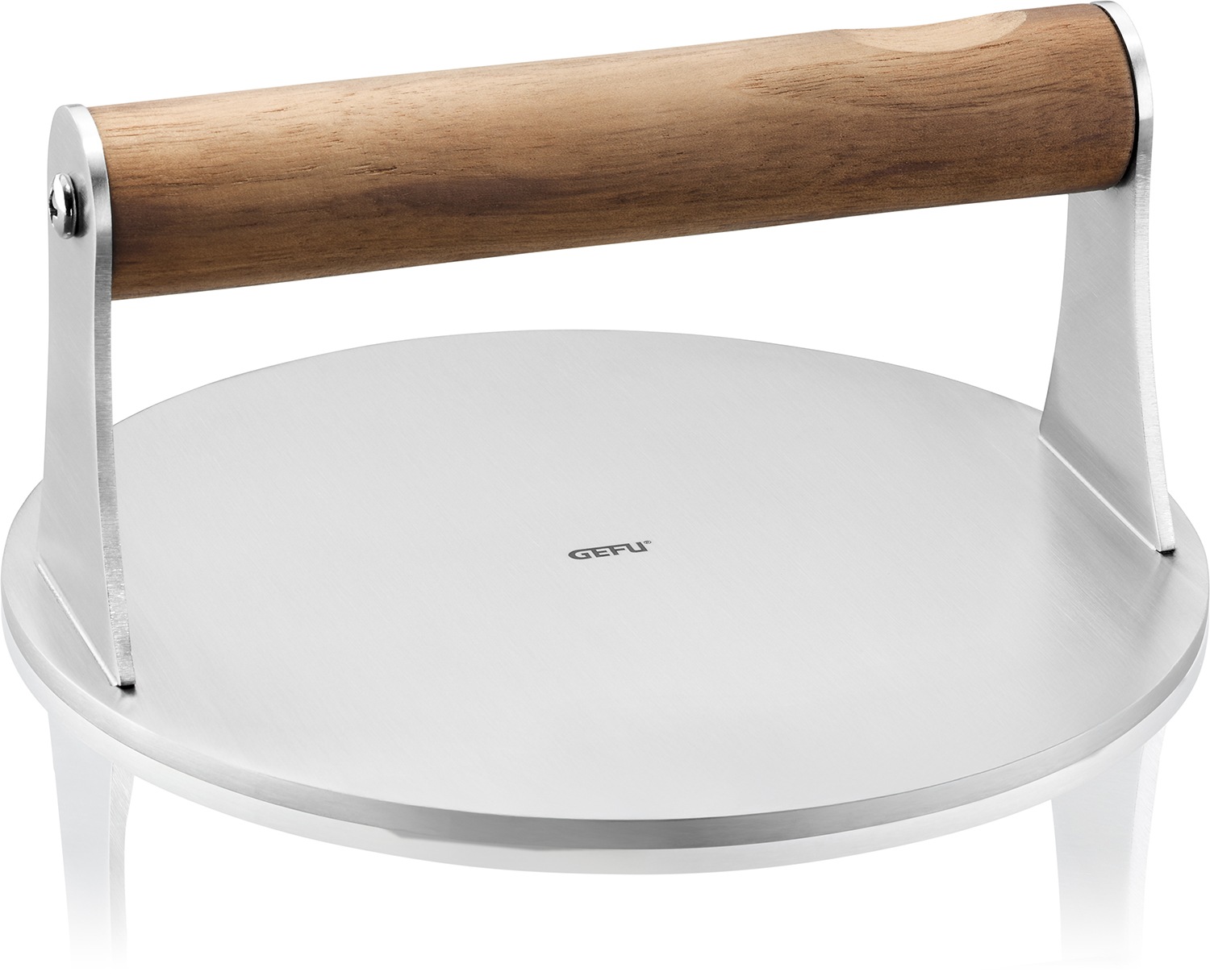 GEFU Burgerpresse "Smash-Burgerpresse BBQ mit rutschfestem Walnussholzgriff" glatte Antihaft-Oberfläche, optimale Hitzeverteilung, Ø ca. 16 cm