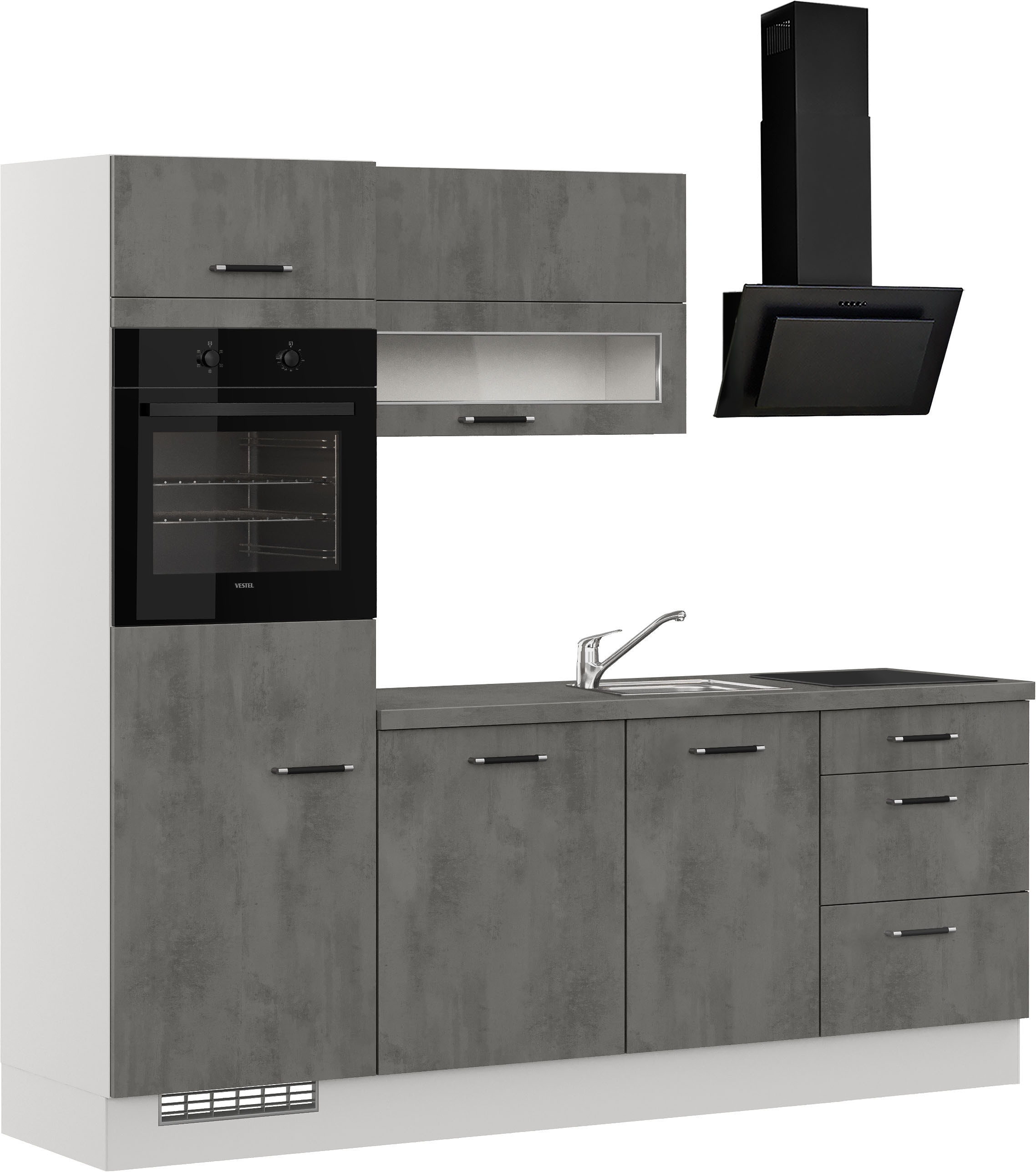 IMPULS KÜCHEN Küchenzeile "Prag, Ausrichtung wählbar, Schubkästen mit Soft-Close" Set, vormontiert, Breite 230 cm
