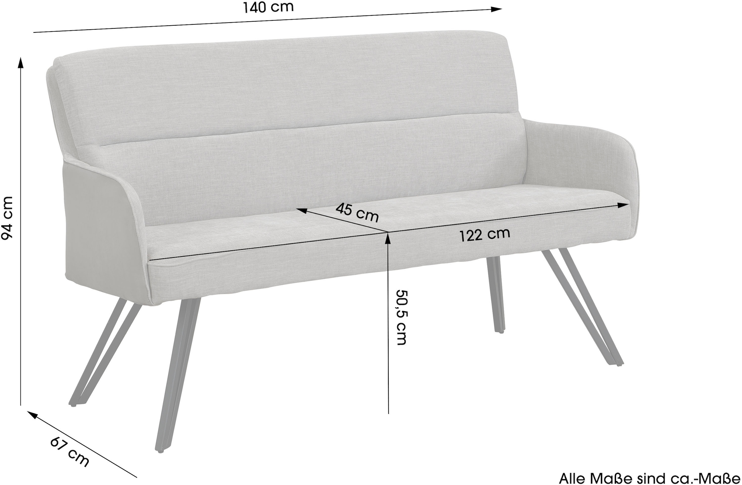 byLIVING Sitzbank »Tino« 1 Stk. tlg. mit Federkernpolsterung in 140 oder 160cm, hochwertige Polsterbezüge