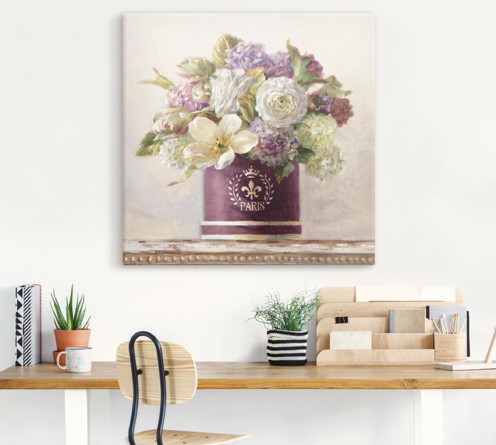 Artland Wandbild "Tulpen in Auberginer Hutschachtel", Blumen, (1 St.), als günstig online kaufen