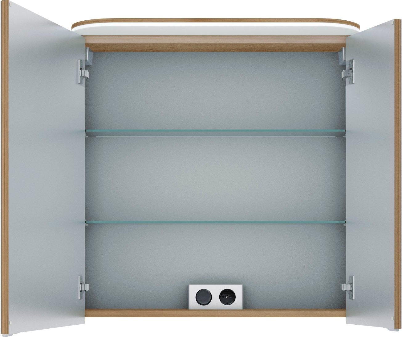 Saphir Spiegelschrank »Balto Sprint Badschrank mit LED-Lichtkranz, 70 cm breit, 2 Türen«, Schalter-/ Steckdosenkombination, inkl. Türdämpfer, 567LM, 12V LED