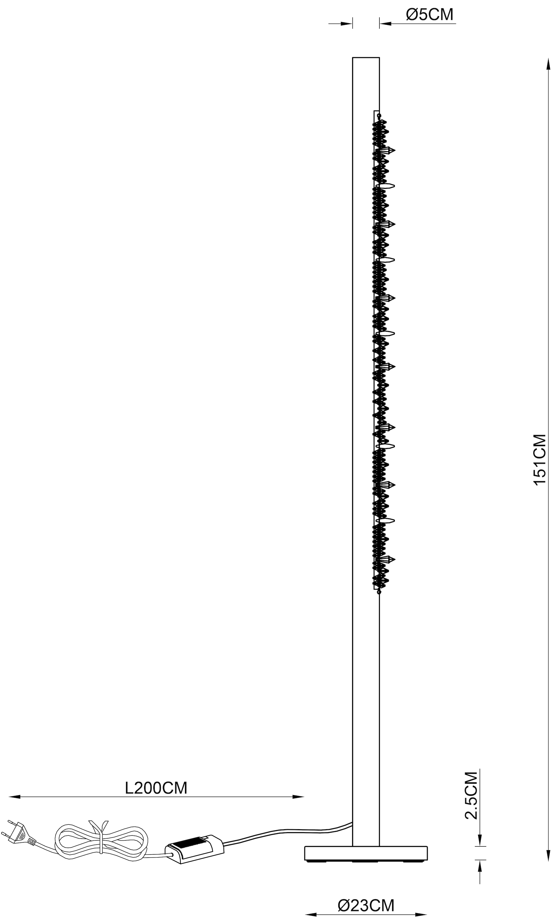 GLOBO LIGHTING Stehlampe »FELICITAS« LED-Modul 1 Stk. Warmweiß Stehleuchte Schwarz/Holz, Acryl kristall, dimmbar, LED 20W