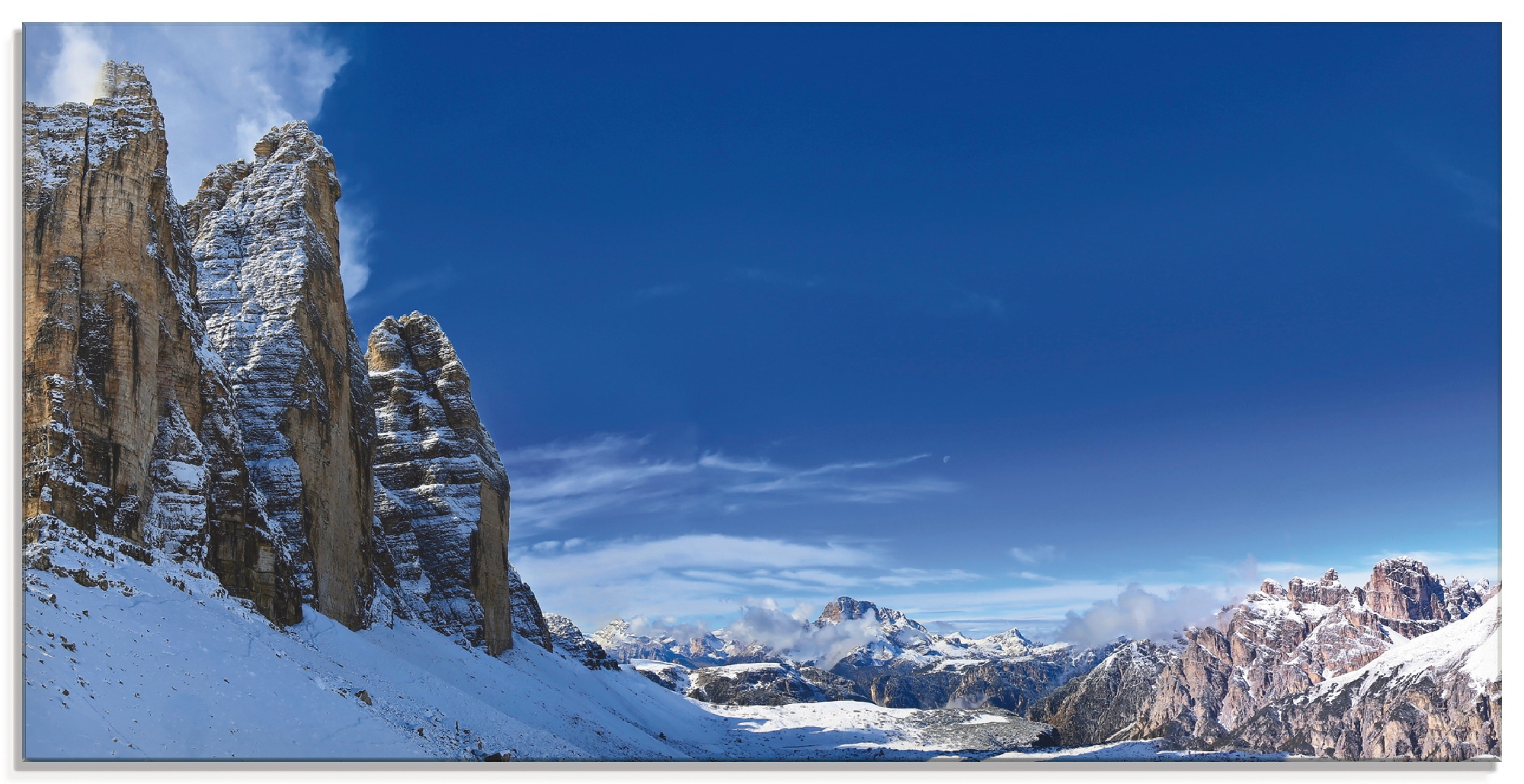 Artland Glasbild "Drei Zinnen Umrundung in den Dolomiten", Himmel, (1 St.), in verschiedenen Größen