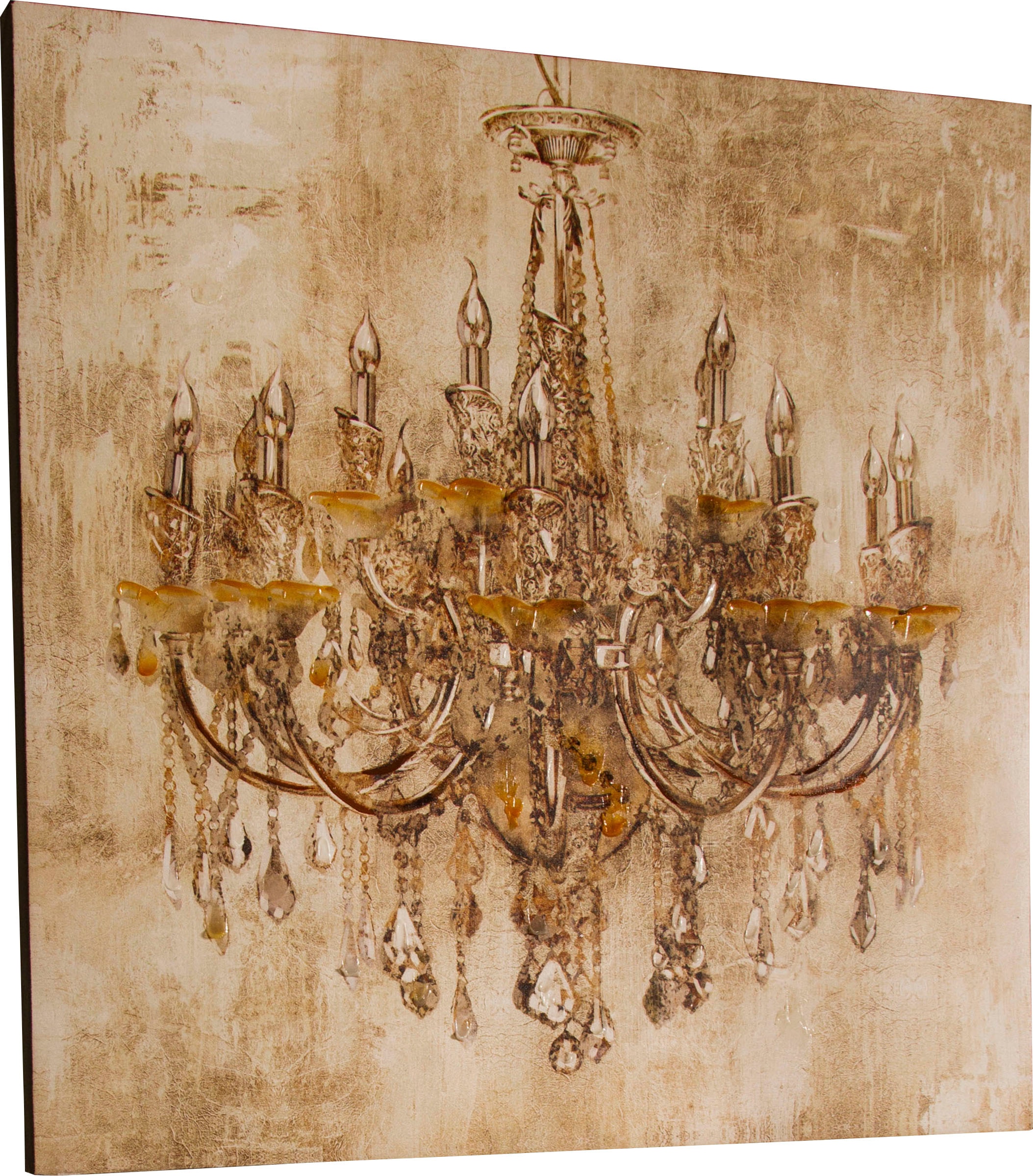 Myflair Möbel & Accessoires Ölbild »Candela«, Gemälde, Bild auf Leinwand, Motiv Kronleuchter, 80x80 cm, Wohnzimmer