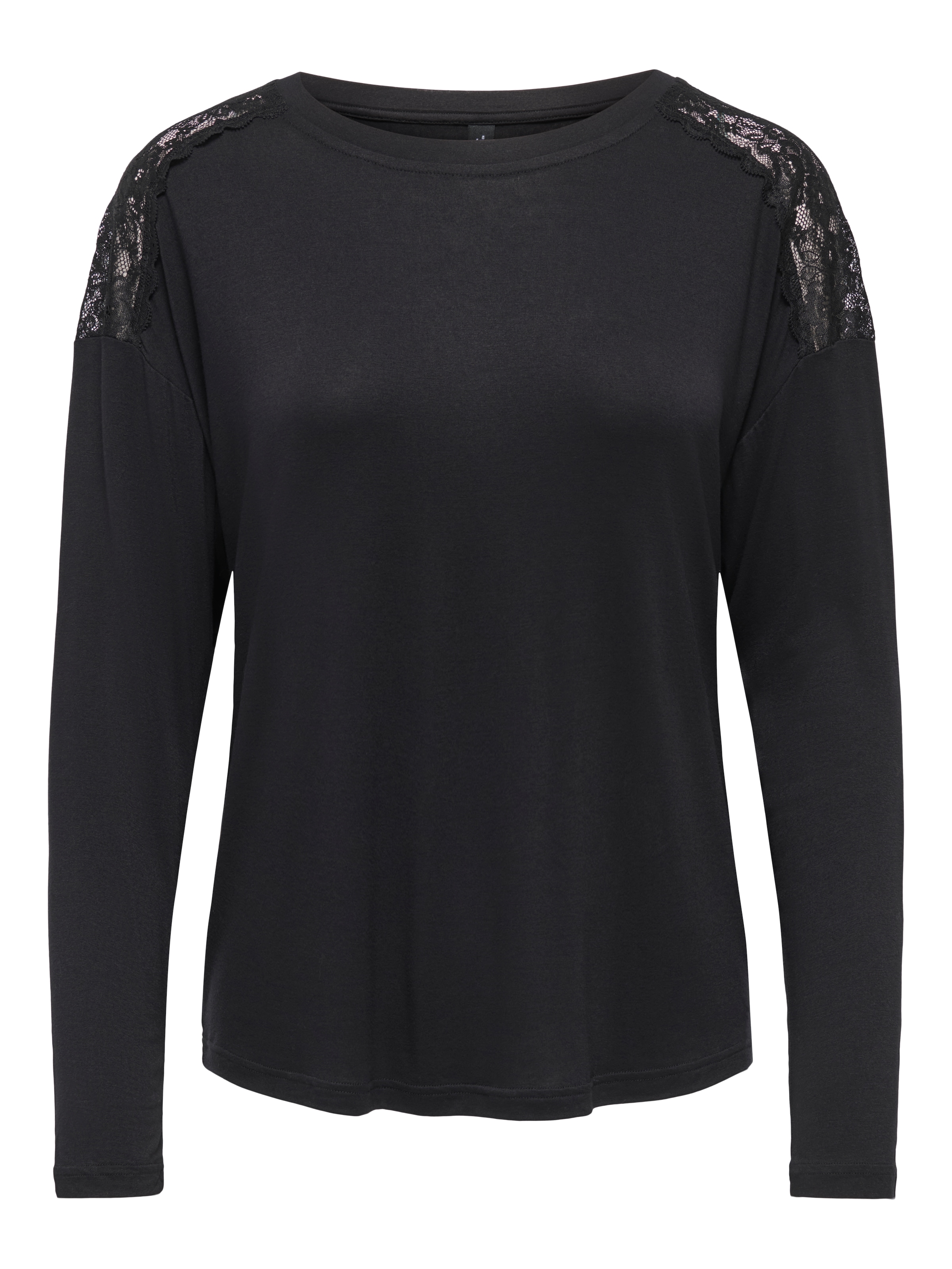 ONLY T-Shirt "ONLLUNI L/S TOP WITH LACE DETAILS CS JRS" Viskosemischung, regular fit