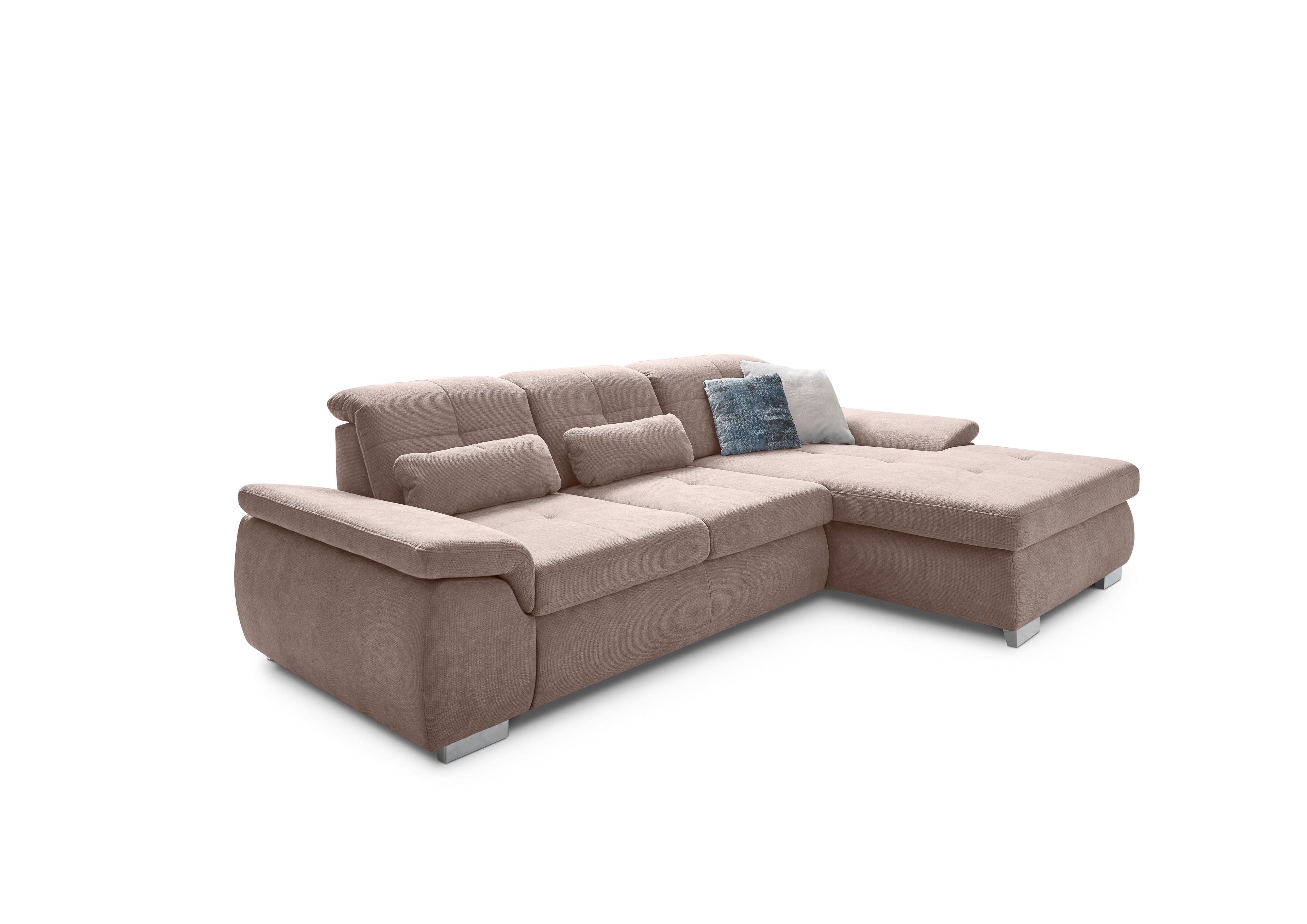 Die PlanBar Ecksofa "MP-IN16037 L-Form, Breite 289 cm, mit Kaltschaum-Polsterung" mit Sitztiefenverstellung & Zierkissen
