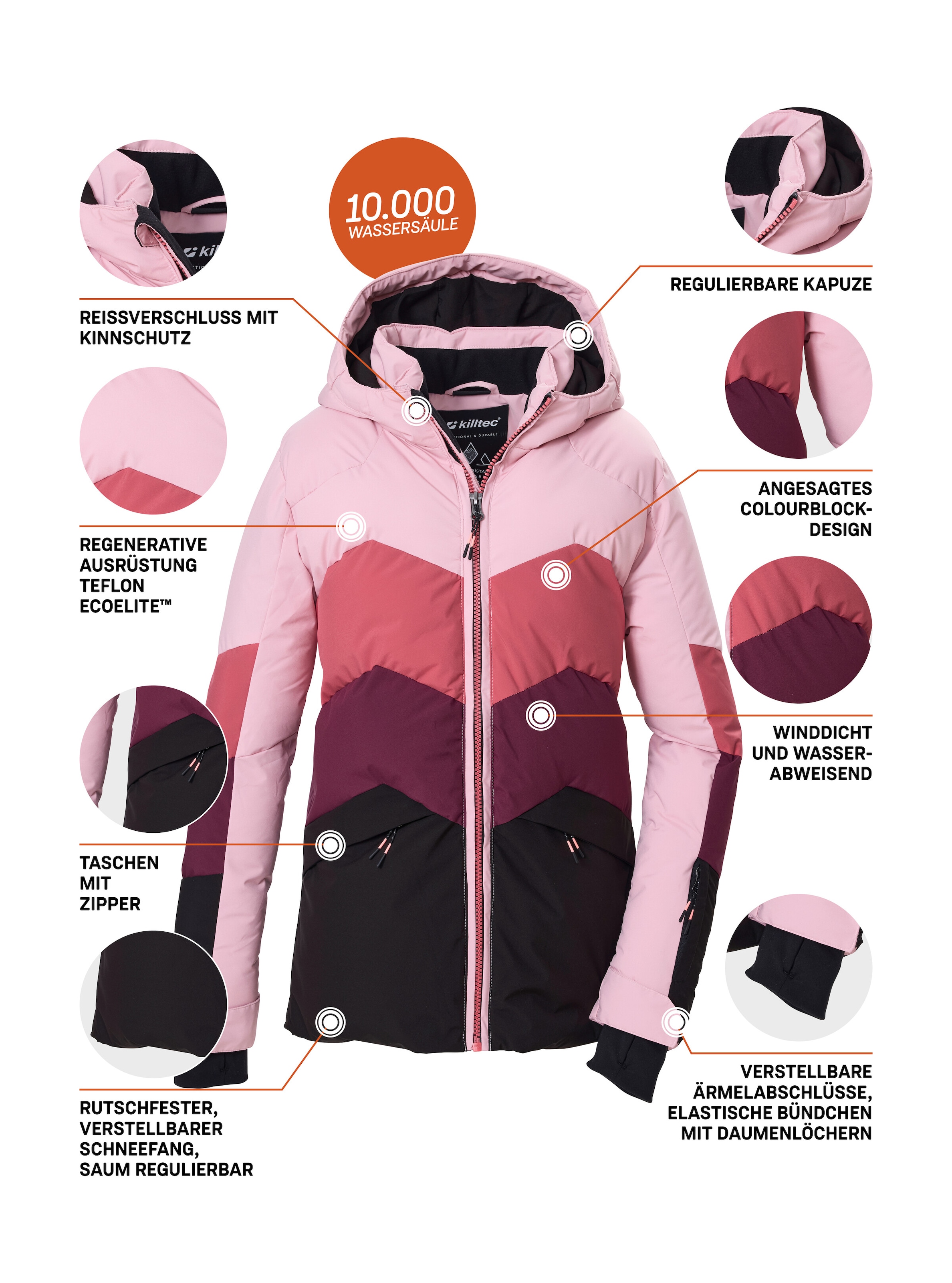 Killtec Skijacke »KSW 195 GRLS SKI JCKT« Winddichte, wasserabweisende Kinder-Ski-Steppjacke mit Schneefang