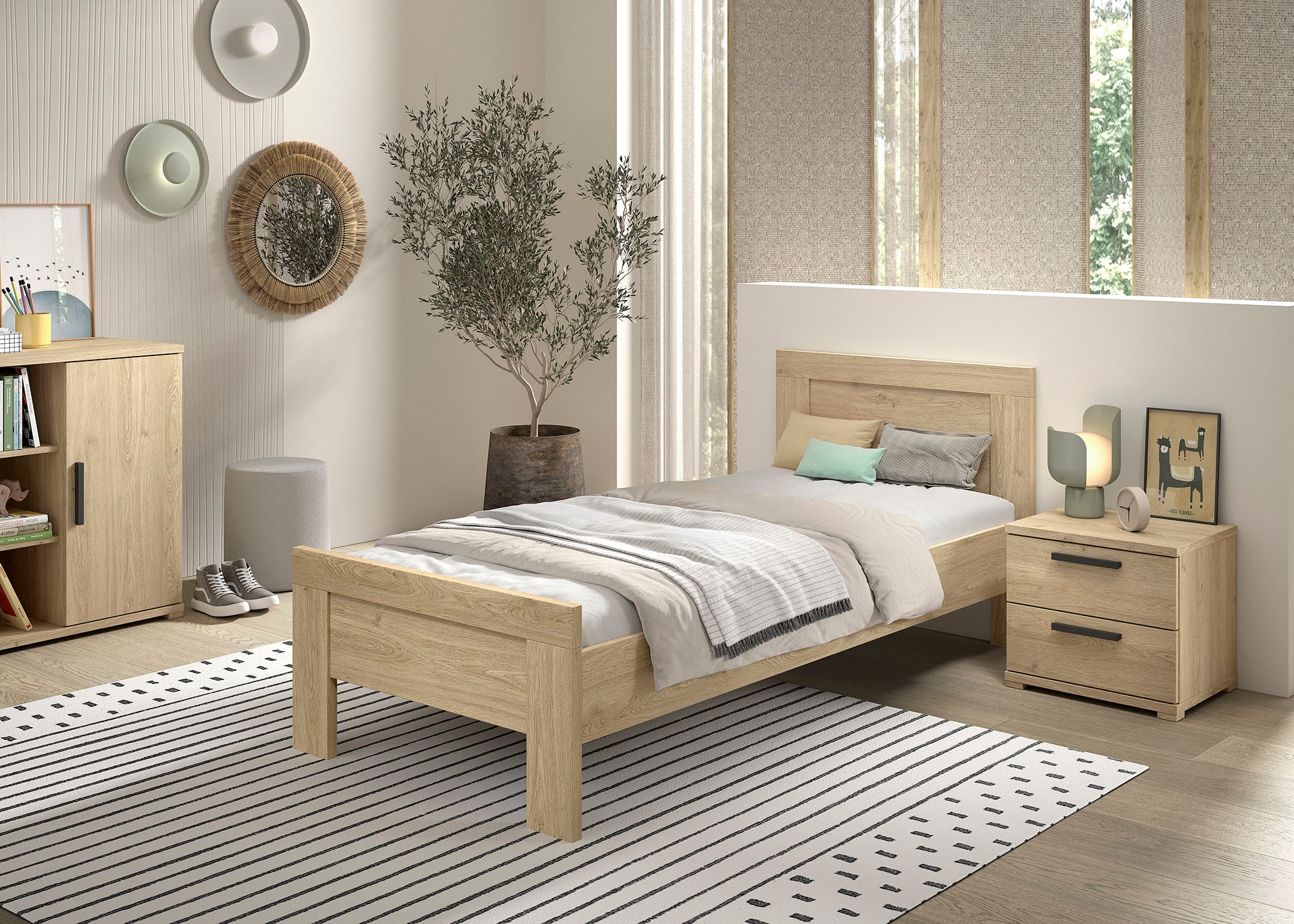 Vipack Jugendzimmer-Set "SAM - Bett und Nachtkonsole, gradliniges Design in günstig online kaufen