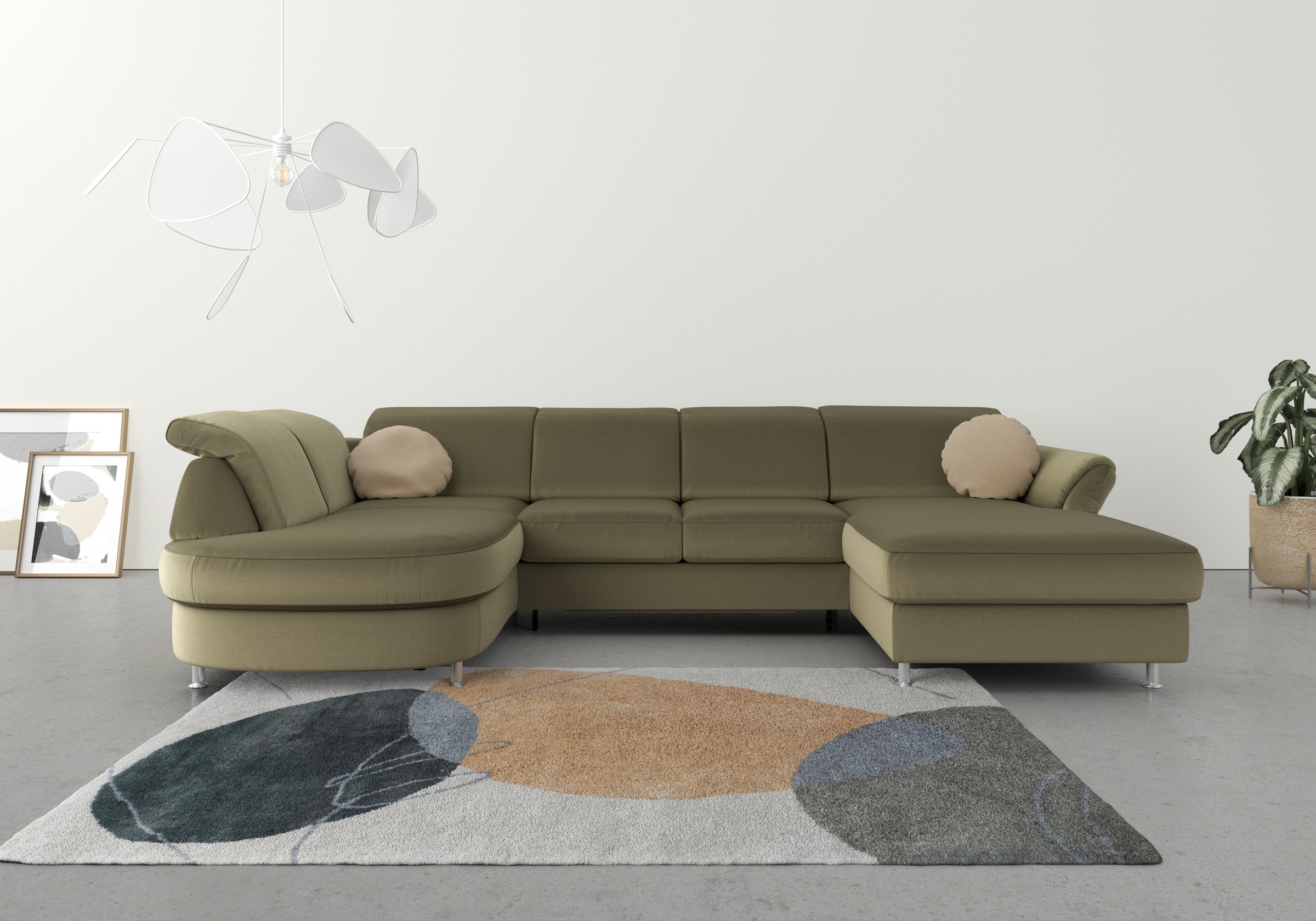 Sit & More Apulia U-Shape Sectional Sofa Green 304cm 4