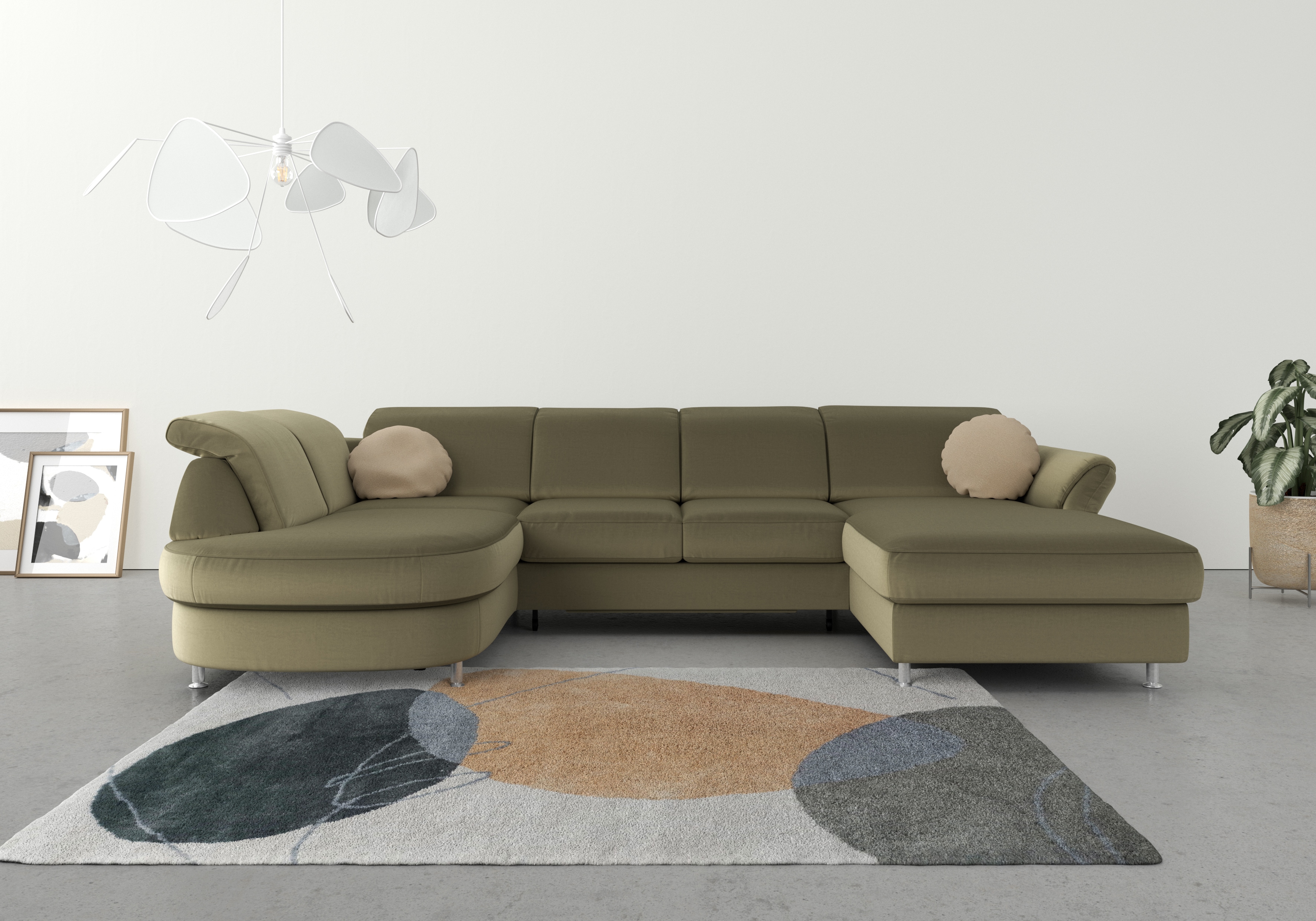 sit&more Wohnlandschaft "Apulia U-Form" wahlweise Schlaffunktion, Bettkasten und Kopf- und Armteilverstellung