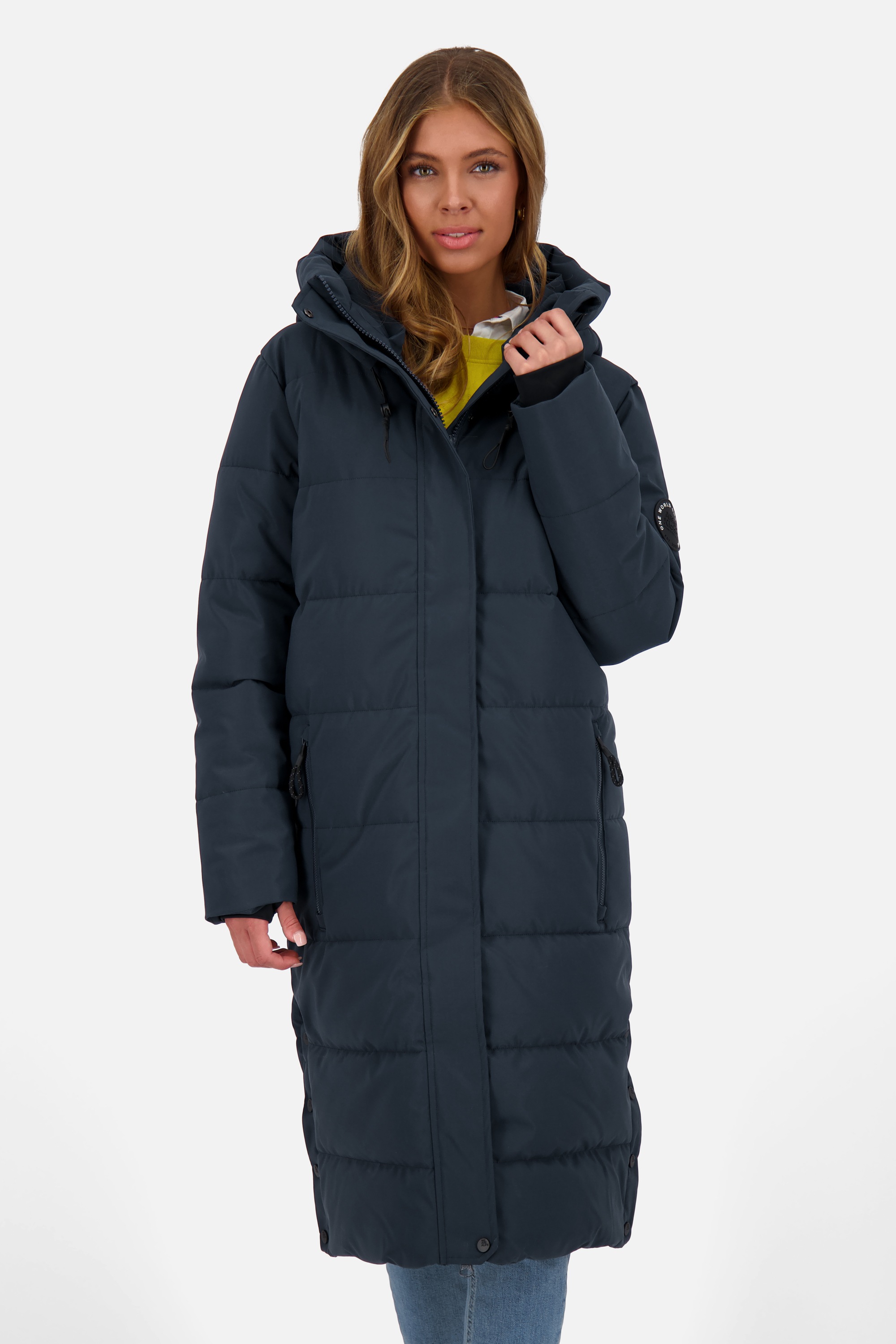 Alife & Kickin Steppjacke »Damen KatiaAK A«, mit Kapuze, Langer Wintermantel mit großer Kapuze und regulierbarer Beinfreiheit