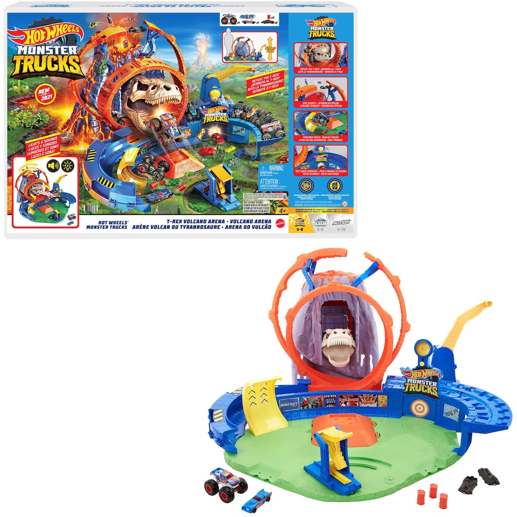 Hot Wheels Autorennbahn »Monster Trucks Vulkan Arena Spielset«