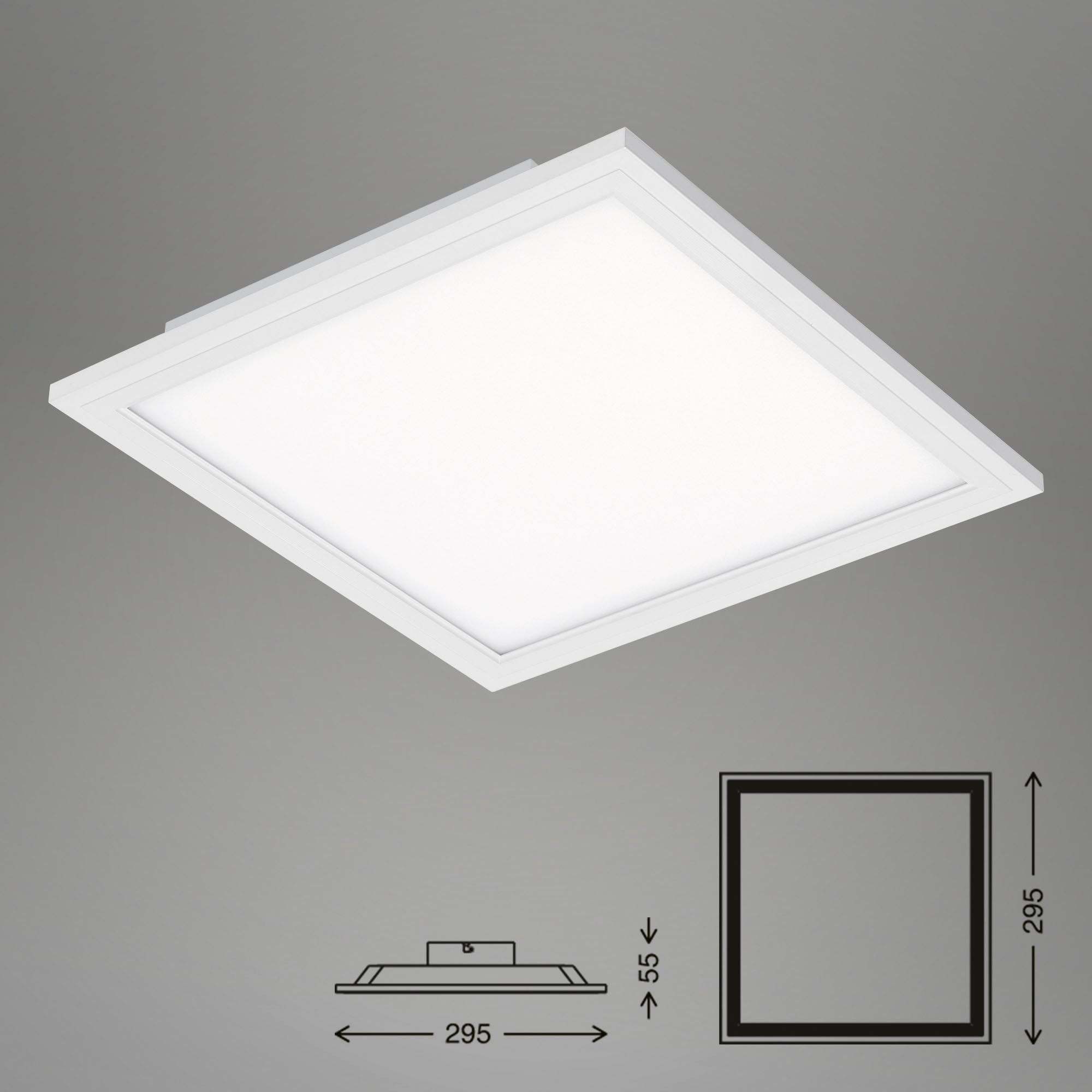 Briloner Leuchten LED Panel »7191016 SIMPLE«, 1 flammig, Deckenlampe, 29,5x29,5x5,5cm, Weiß, 12W, Wohnzimmer, Schlafzimmer