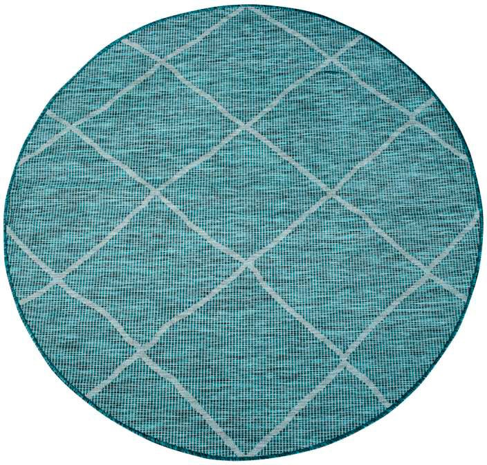 Carpet City Outdoorteppich »PALM3075«, rund, 5 mm Höhe, Wetterfest & UV-beständig, für Balkon, Terrasse, Küche, flach gewebt