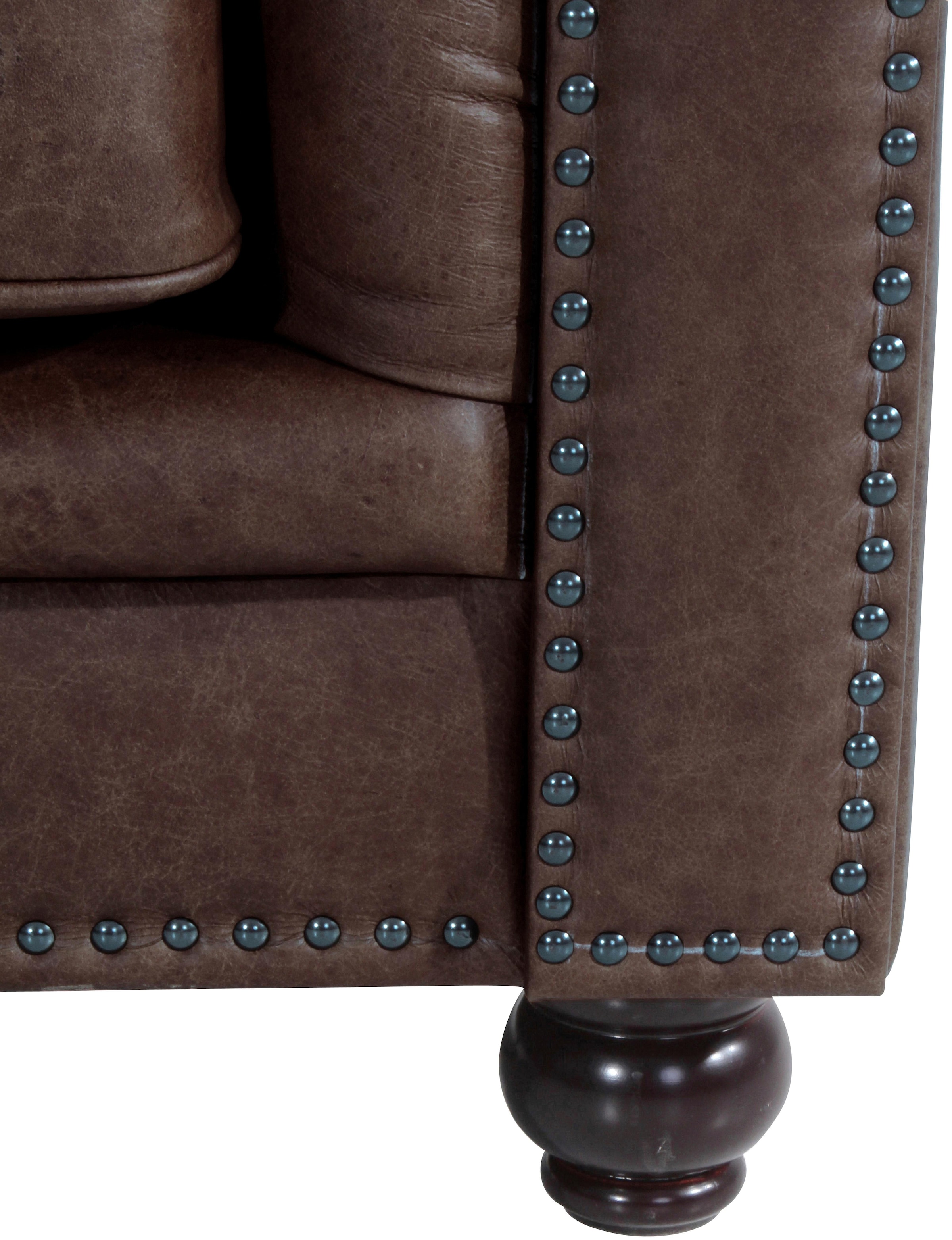 Max Winzer® Polstergarnitur »Old England«, (Spar-Set, 3 tlg.), Chesterfield Ledergarnitur mit Knopfheftung & Ziernägeln