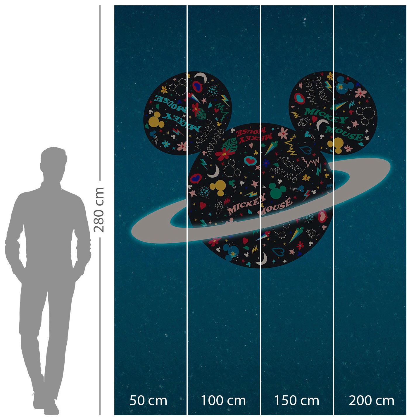 Komar Vliestapete »Digitaldruck Vlies - Planet Mickey - Größe 200 x 280 cm«, bedruckt, Kinderzimmer