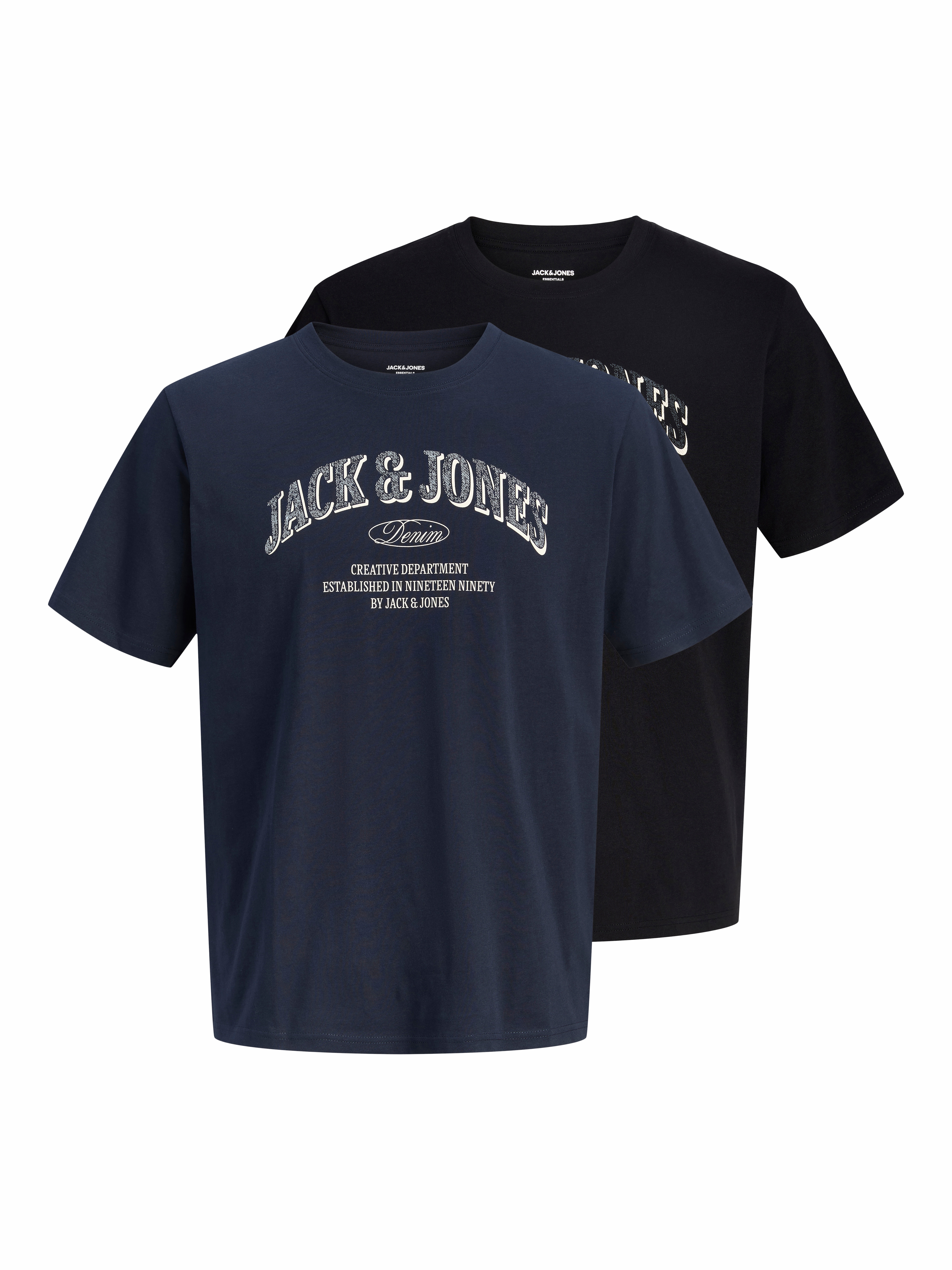 Jack & Jones T-Shirt "JJEDENVER LOGO TEE SS O-NECK 2PK MP" Packung, 2 aus Baumwolle, in Jersey-Qualität, gerade Passform, pflegeleicht